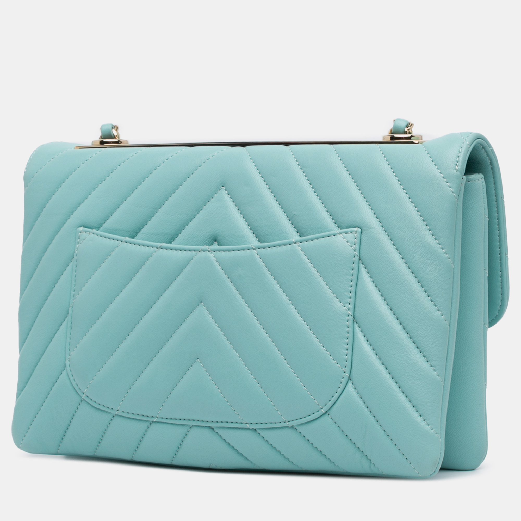 Chanel Blue Chevron Lambskin Trendy CC Flap 