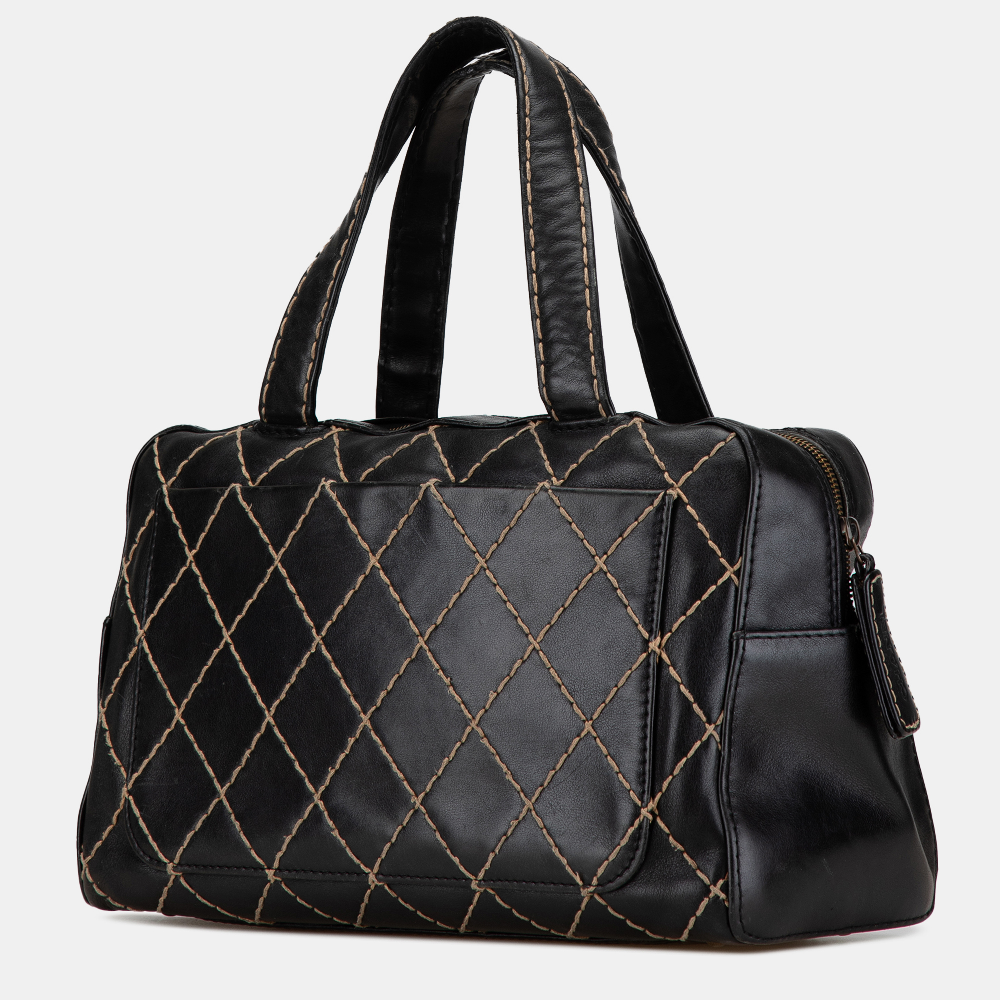 Chanel Black CC Wild Stitch Lambskin Handbag 