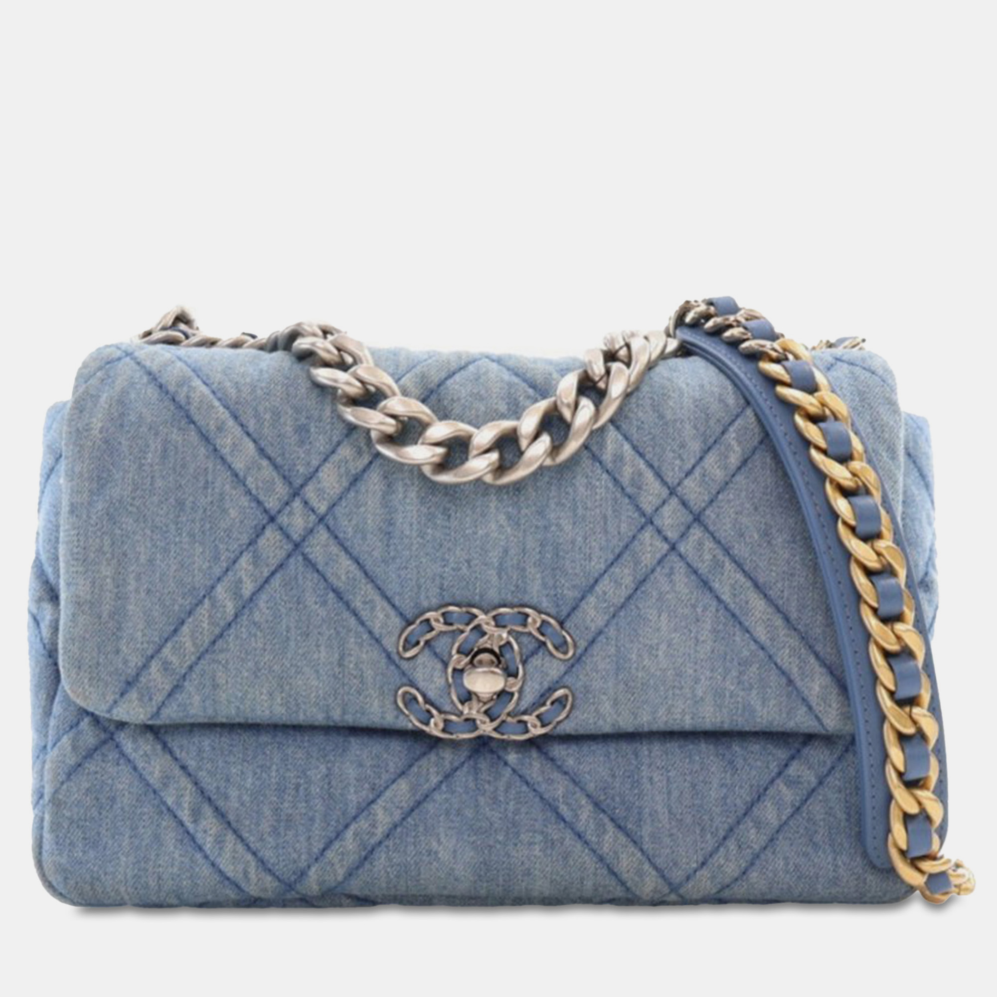 

Chanel Blue Medium Denim Double Stitched 19 Flap