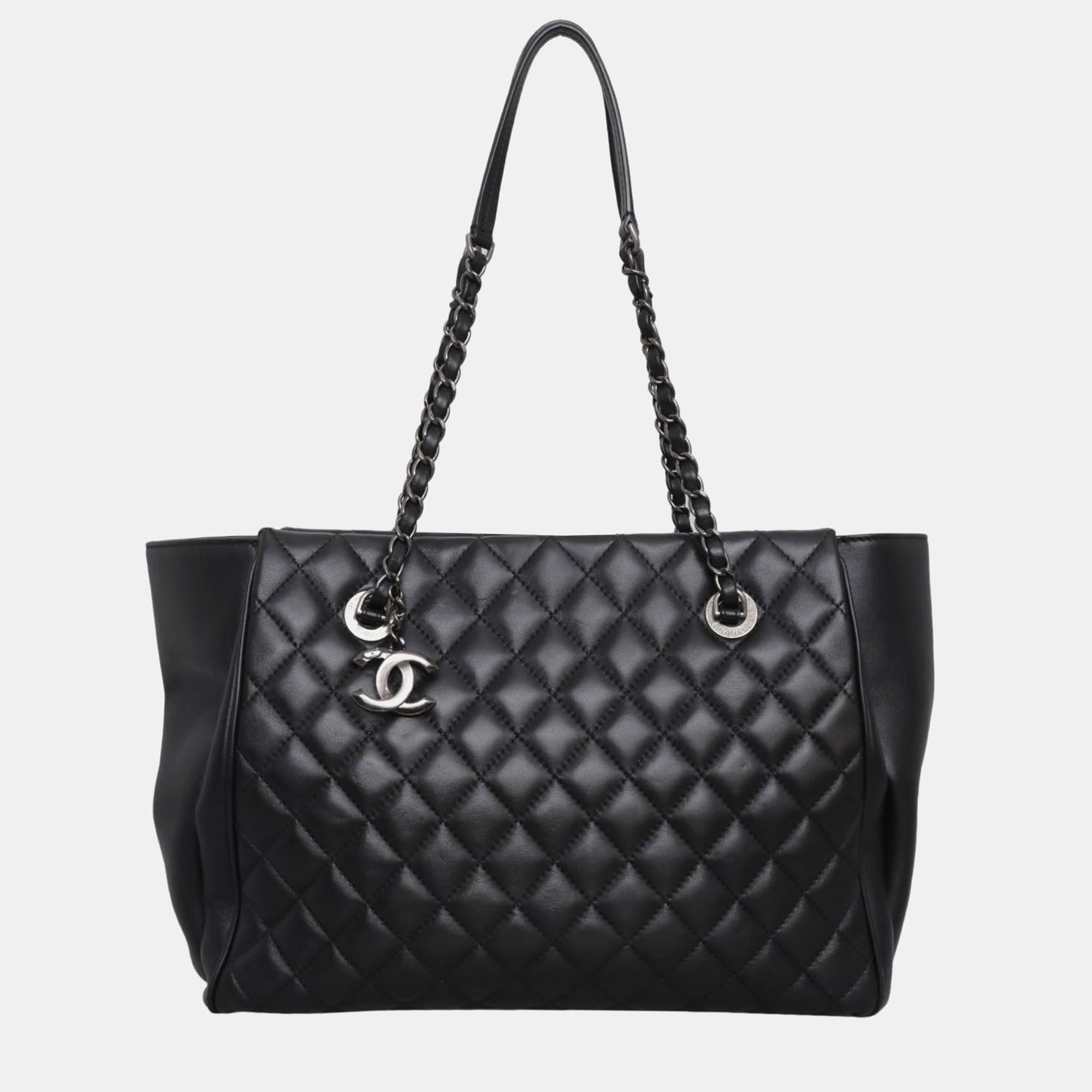 

Chanel Quilted Lambskin Cc Tote Bag, Black