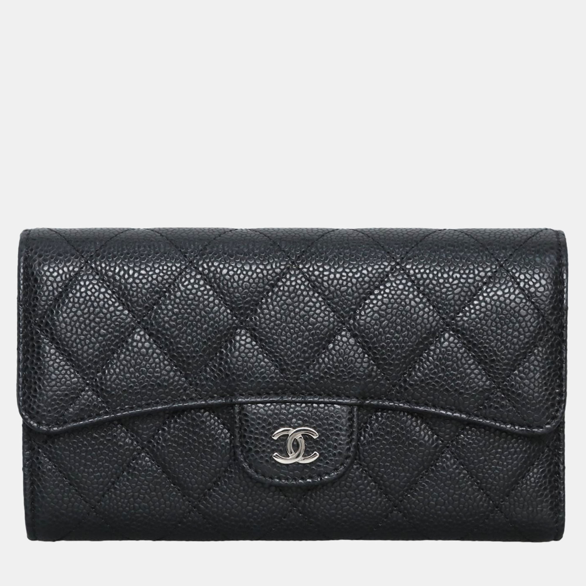 

Chanel Caviar Trifold Long Wallet, Black