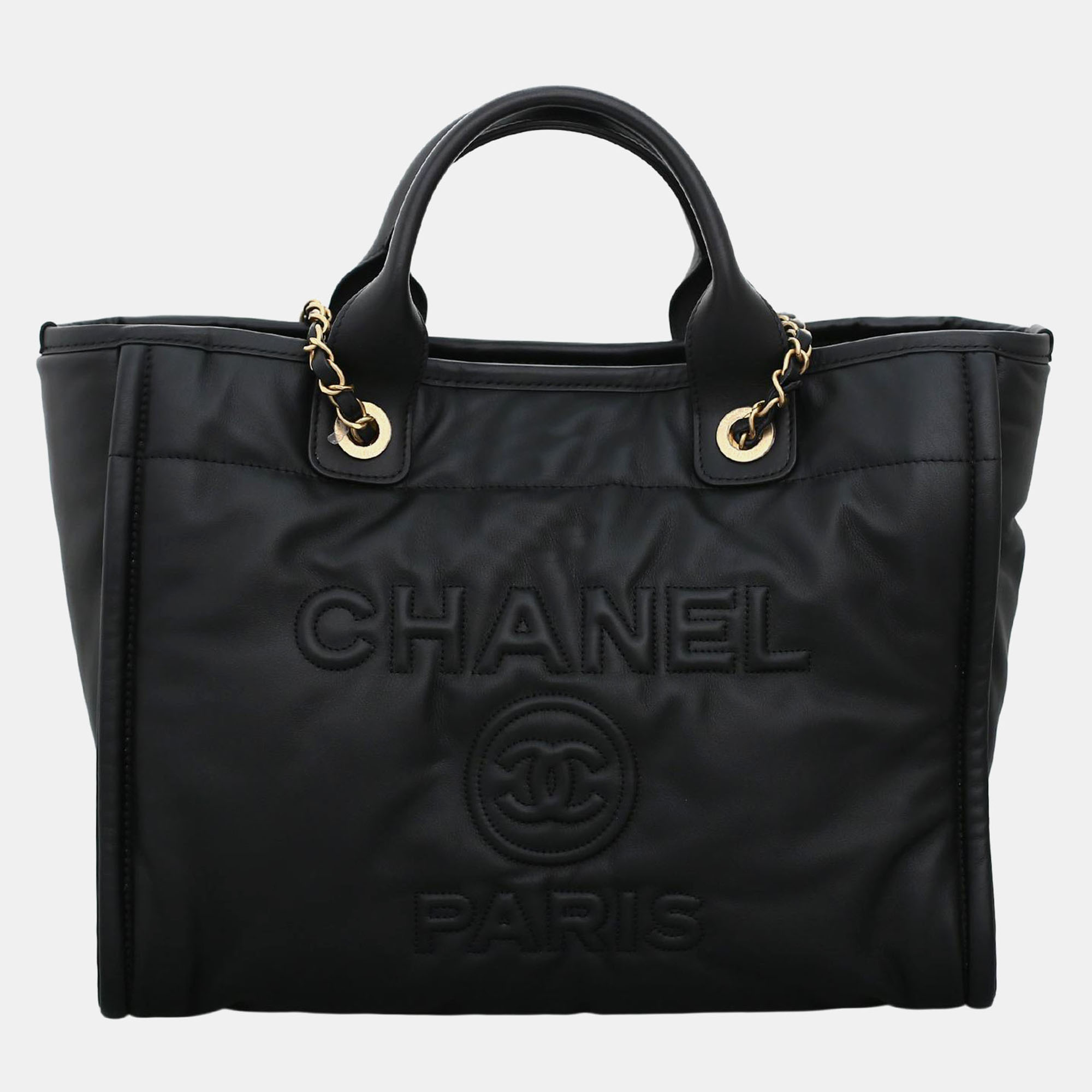 

Chanel Leather Deauville Tote bag, Black