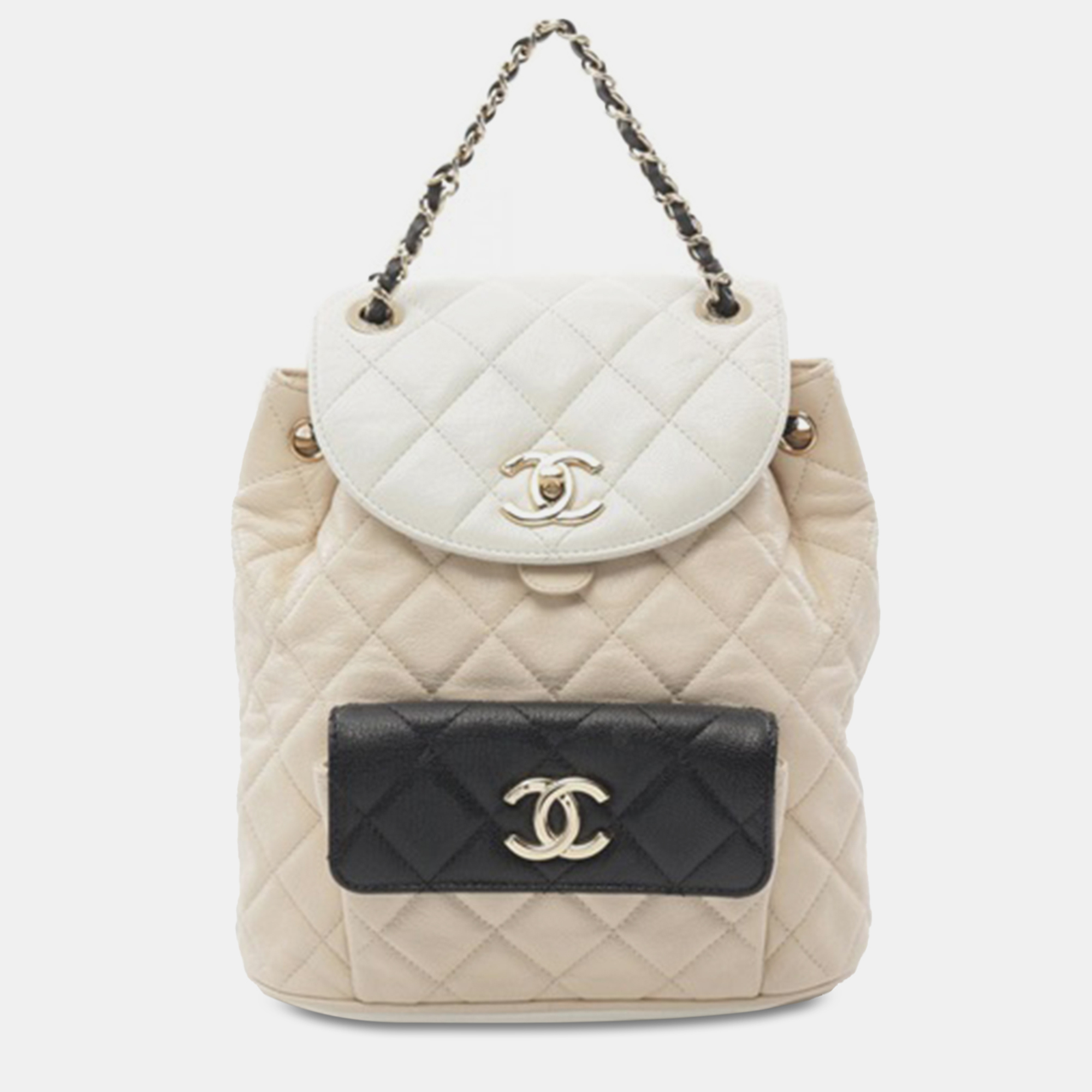 

Chanel Beige Brown Tricolor Quilted Goatskin Duma Backpack