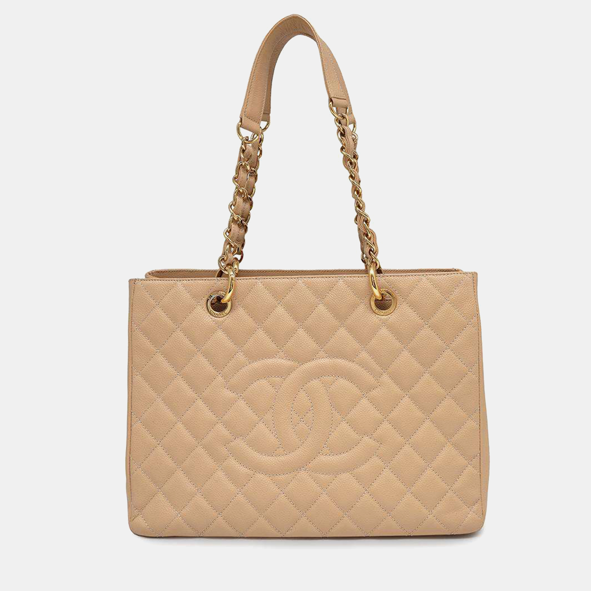 

Chanel Cc Logo Matelasse Gst Beige Caviar Leather