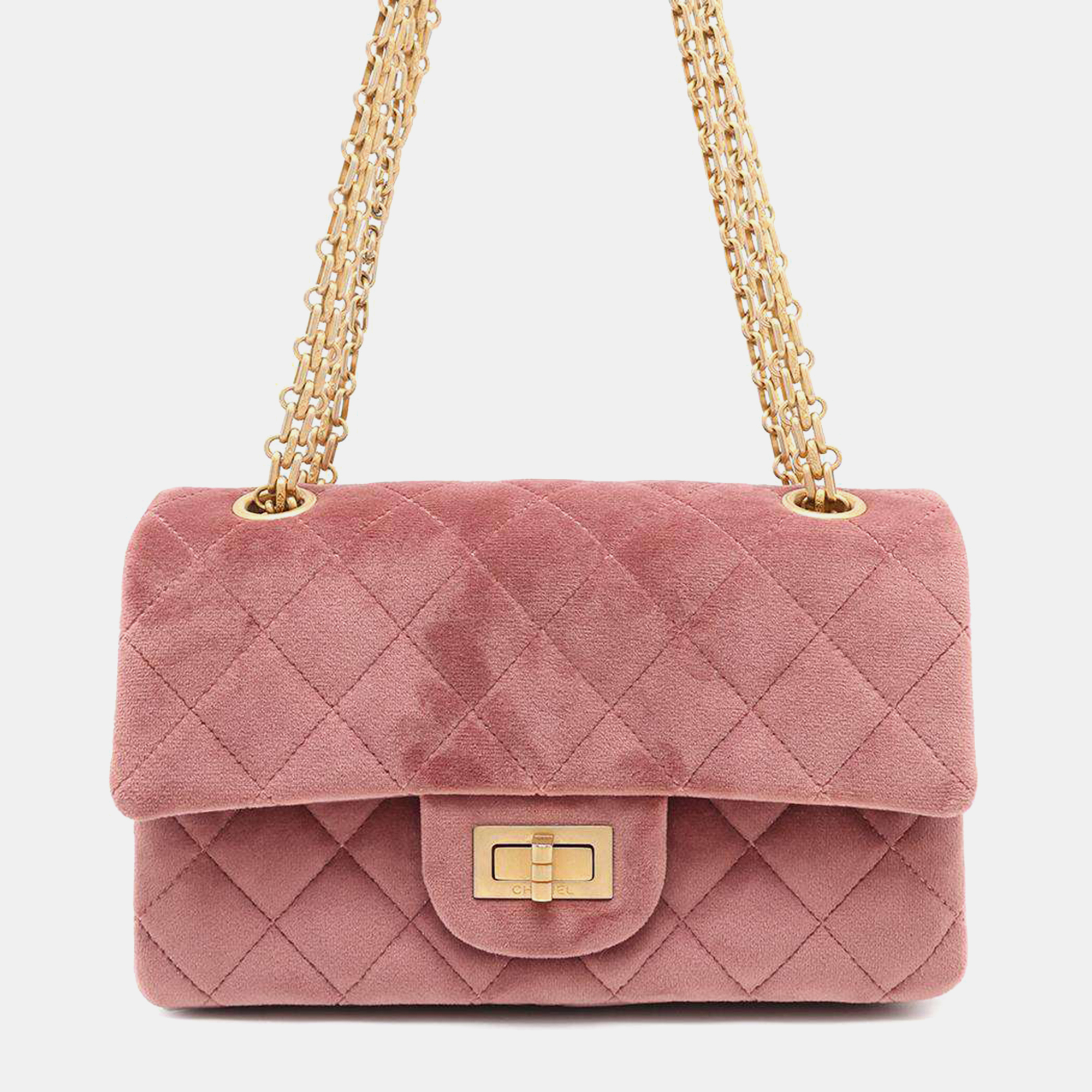 

Chanel 2.55 Chain shoulder Bag Pink Velvet Size Mini