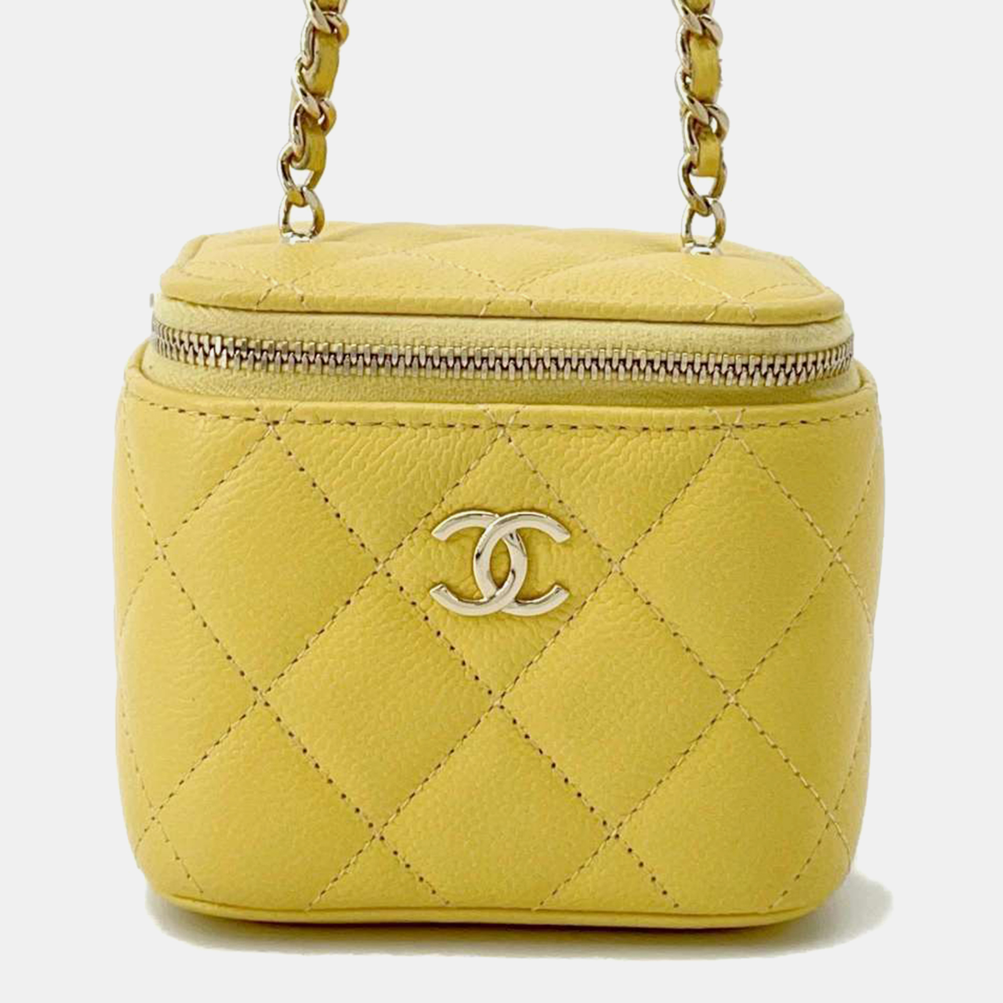 

Chanel Vanity Chain shoulder Bag Yellow Caviar Leather Size Mini