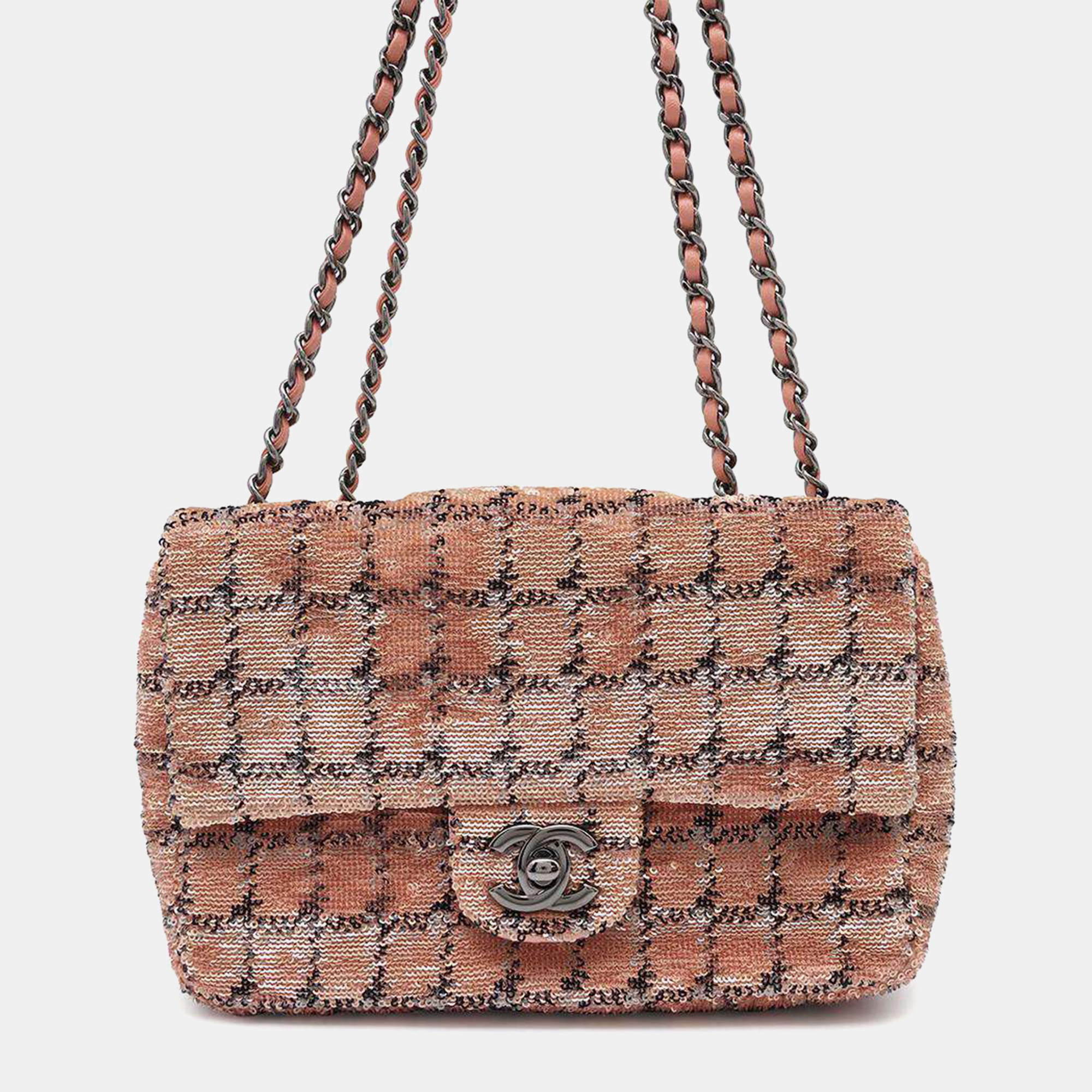 

Chanel Cc Flap Chain shoulder Bag Pink Sequins Leather