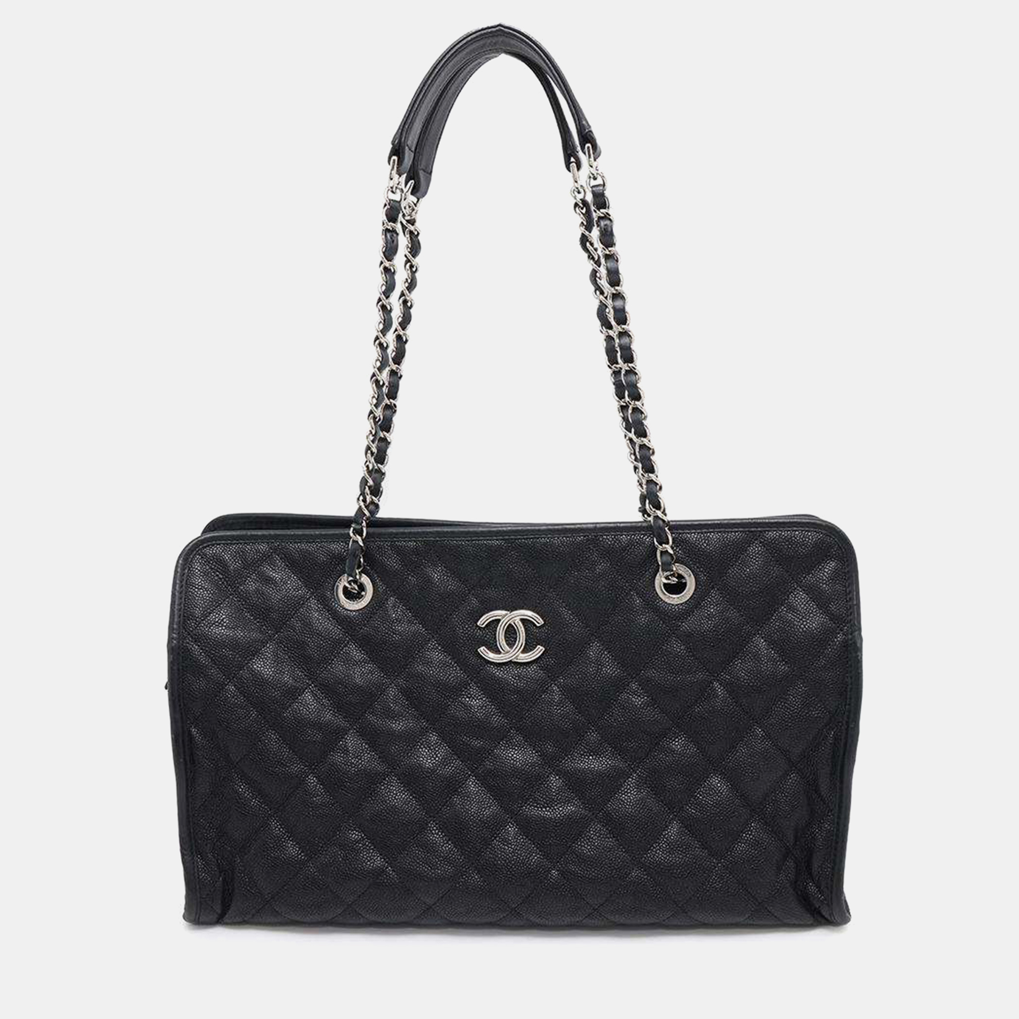 

Chanel French Riviera Chain shoulder Bag Black Caviar Leather