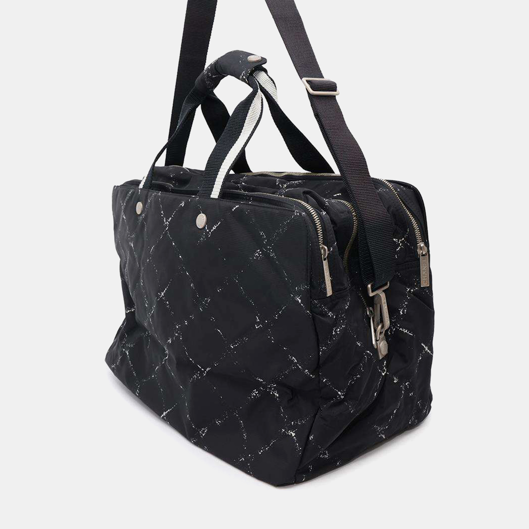 Chanel Black Nylon Travel Line Duffel Bag 