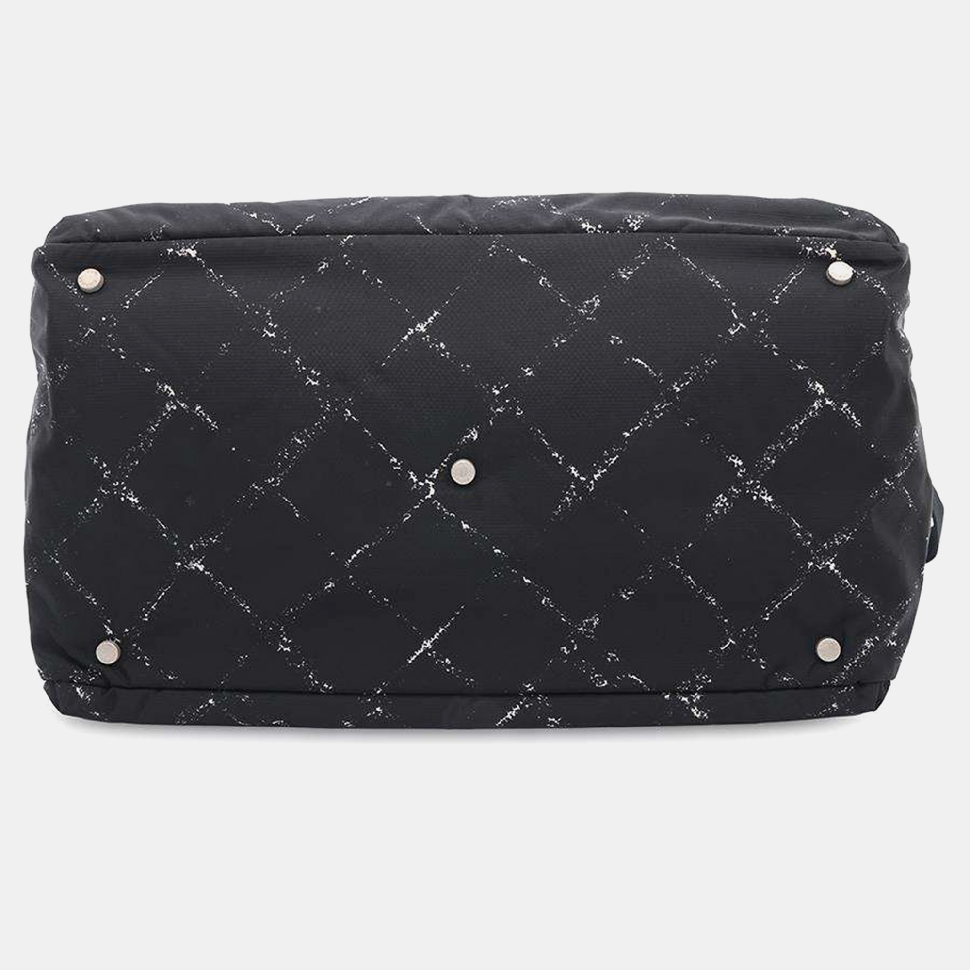 Chanel Black Nylon Travel Line Duffel Bag 