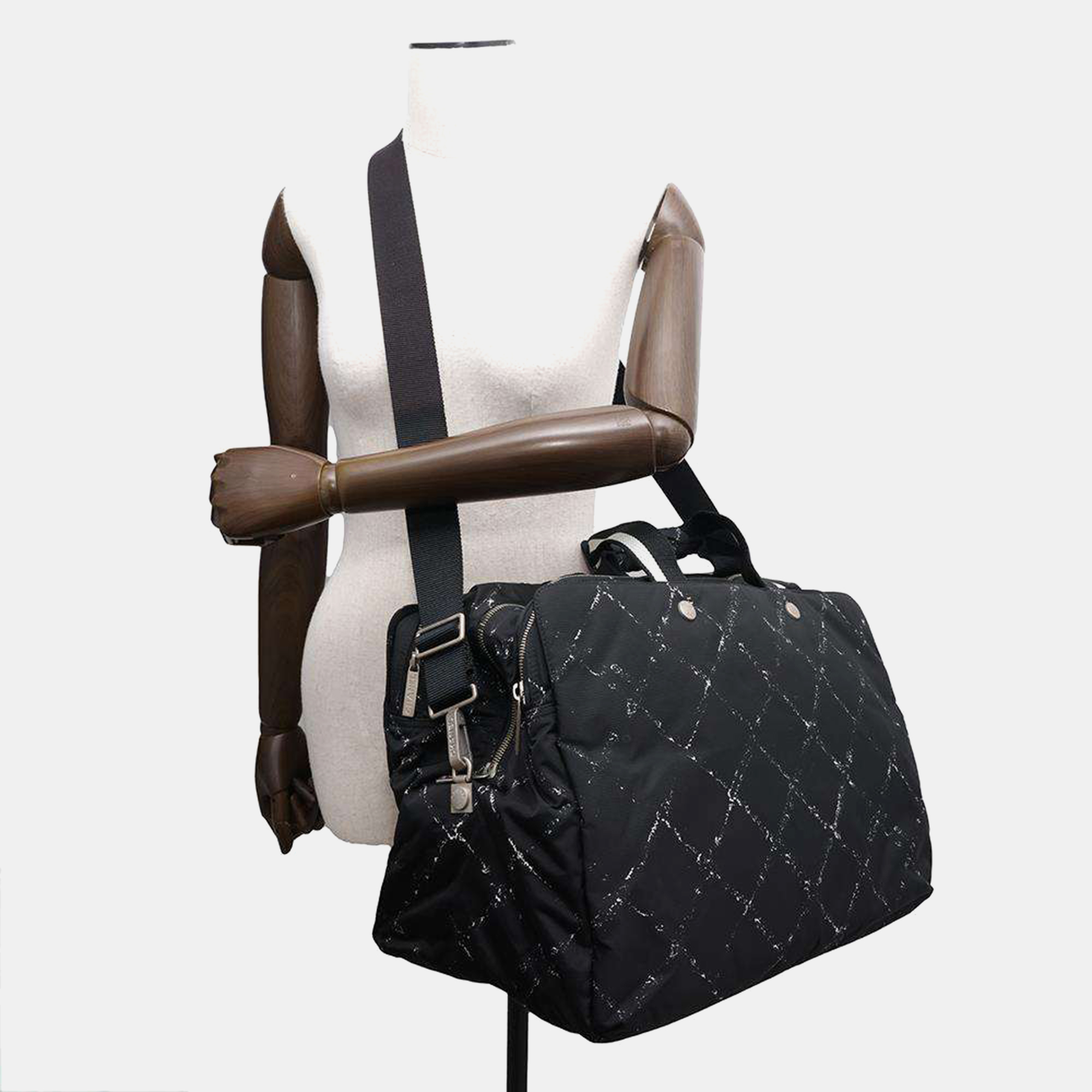 Chanel Black Nylon Travel Line Duffel Bag 