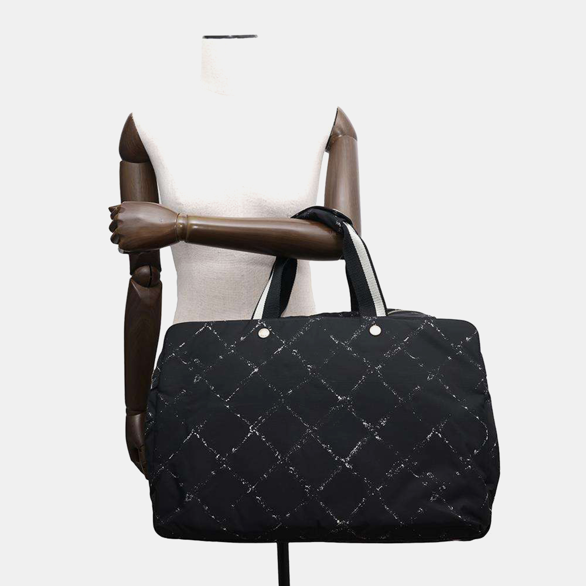 Chanel Black Nylon Travel Line Duffel Bag 