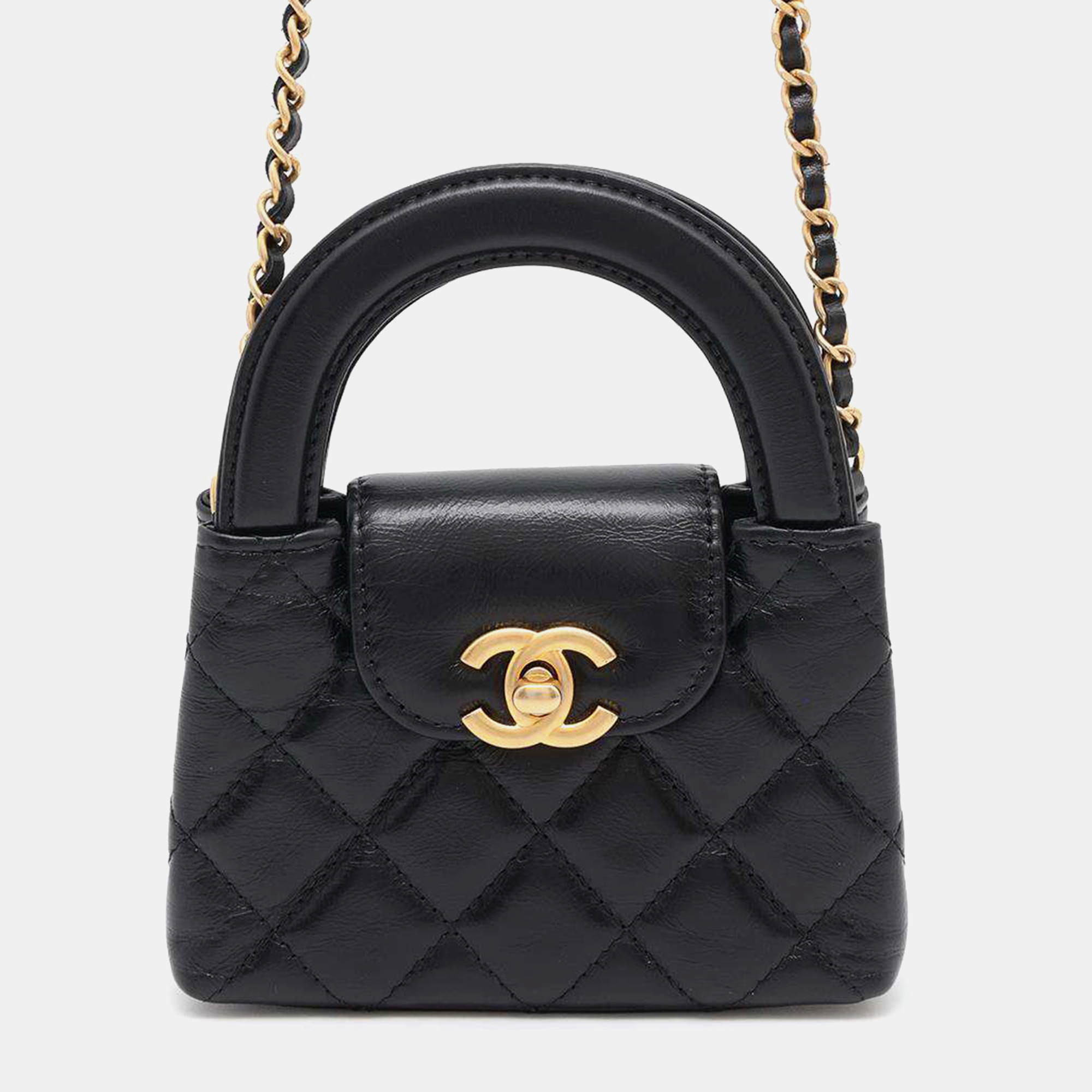 

Chanel Mini Chain clutch Shoulder Bag Black Aged Calf Leather