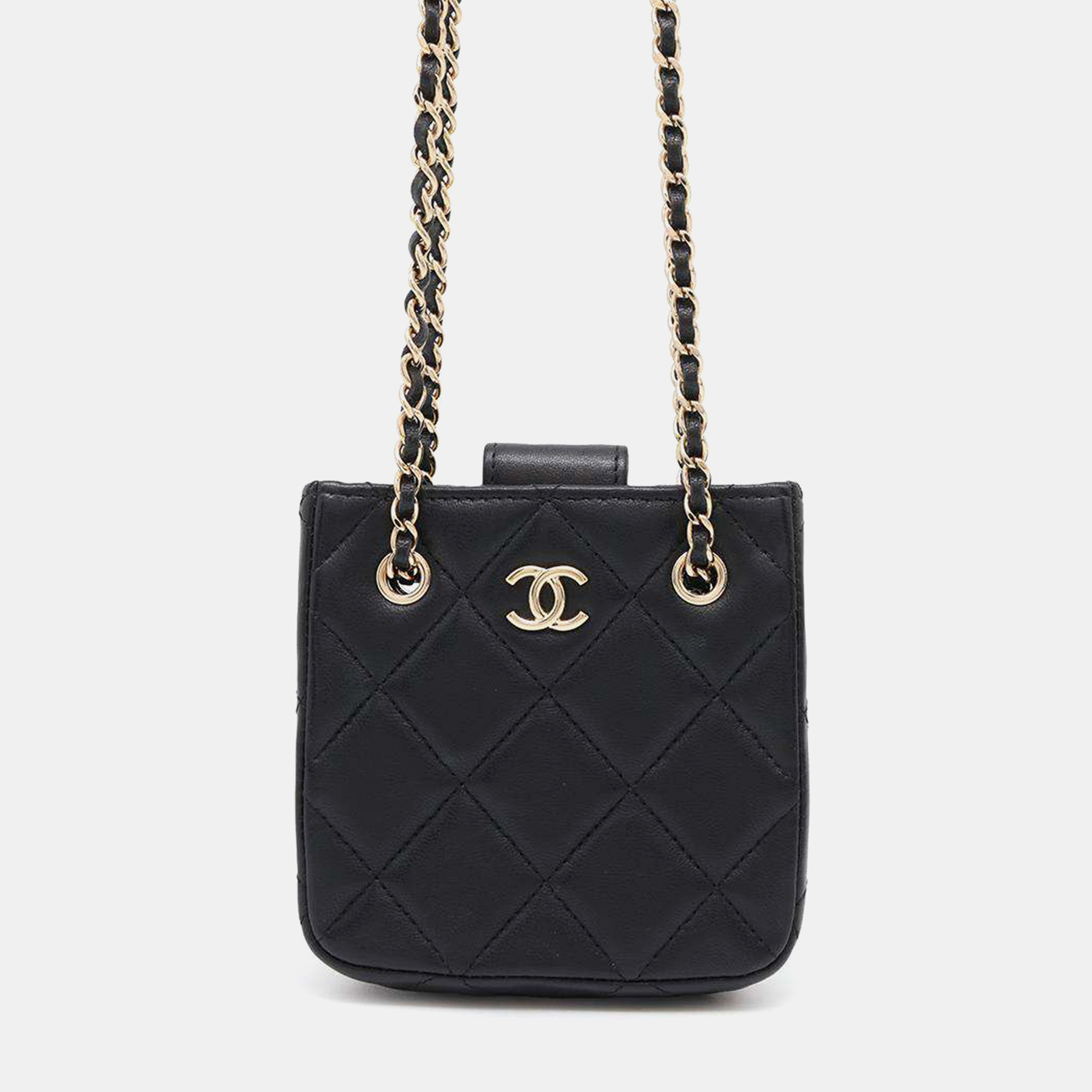 

Chanel Matelasse Mini Pochette Chain shoulder Bag Black Lambskin