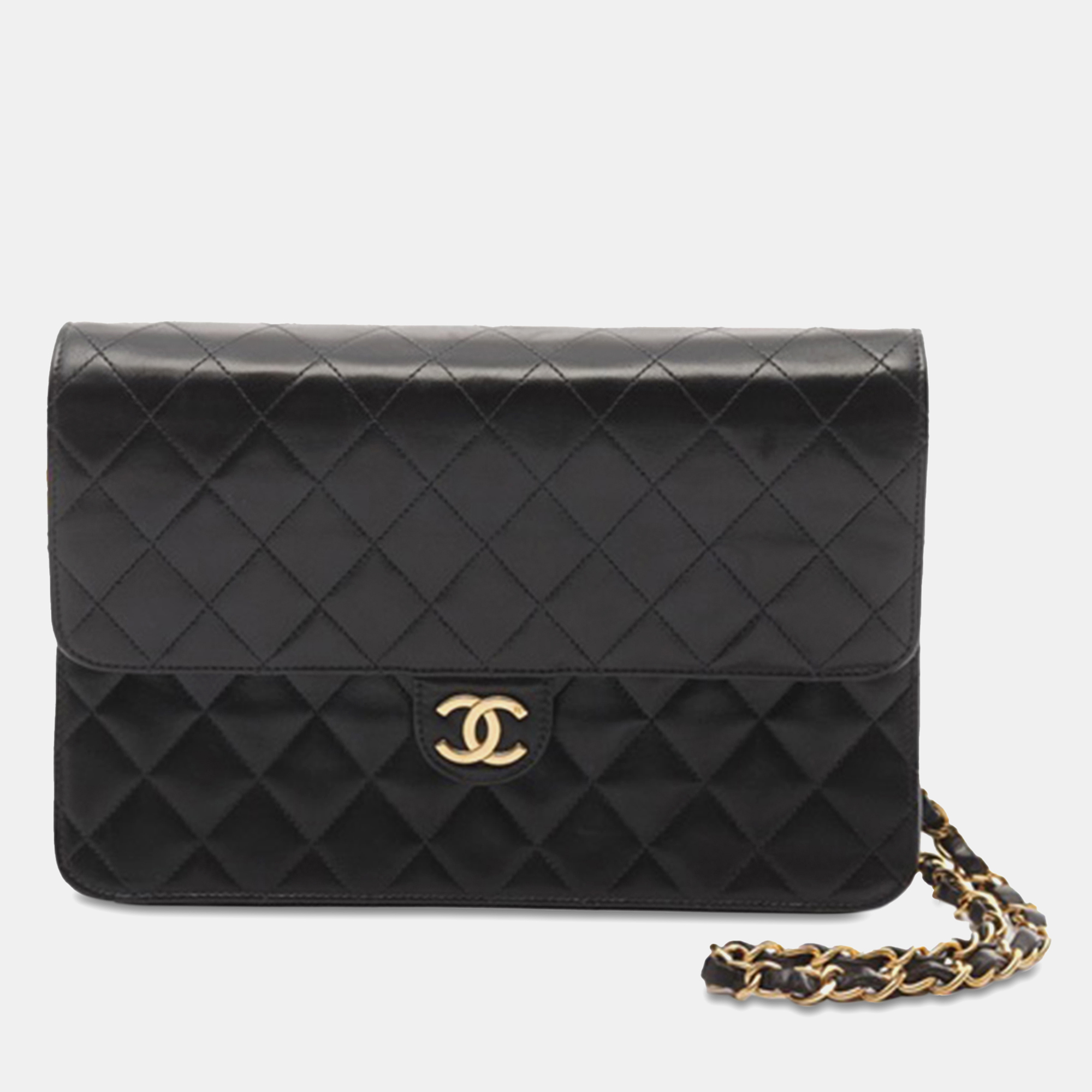 

Chanel Black CC Quilted Lambskin Single Flap