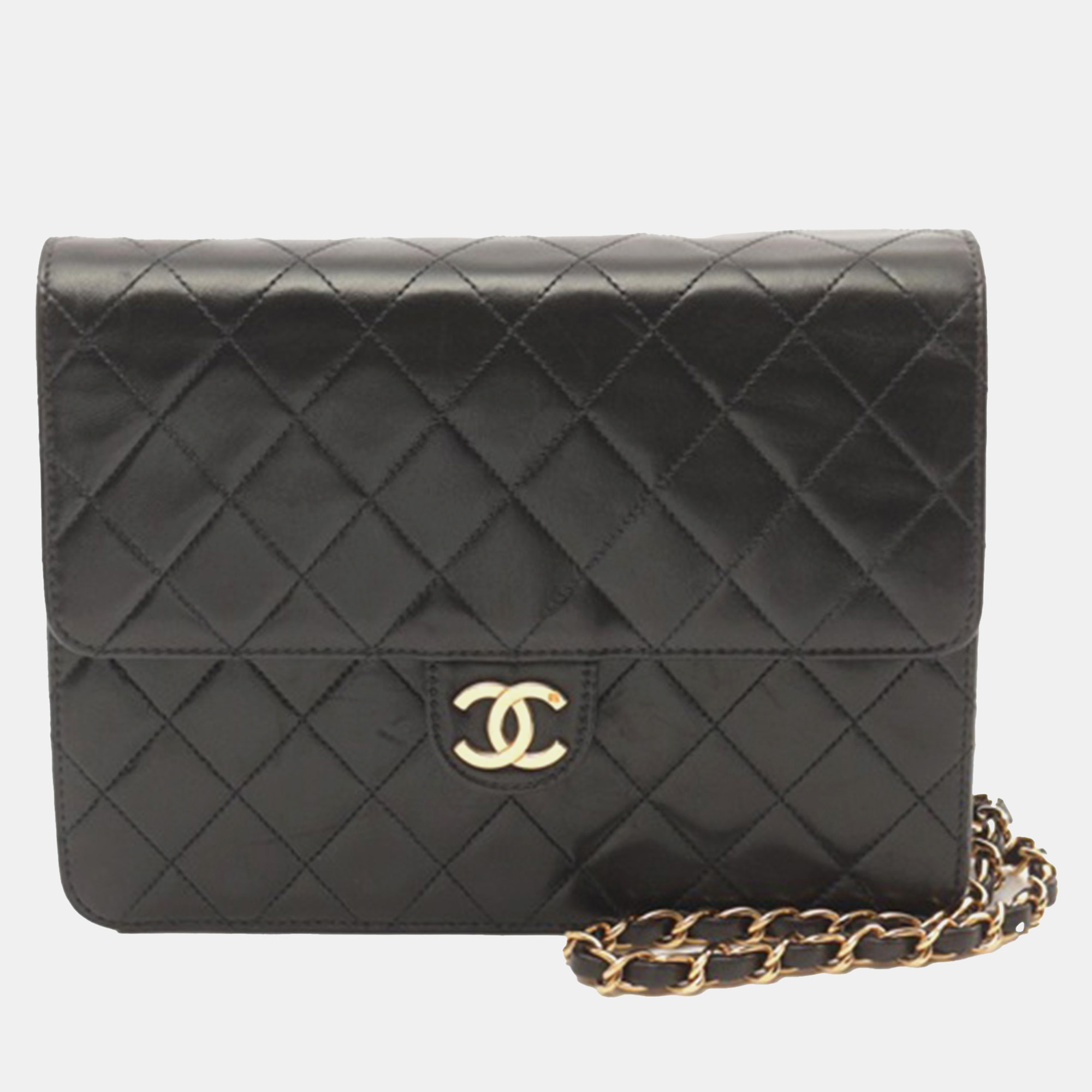 

Chanel Black CC Quilted Lambskin Single Flap