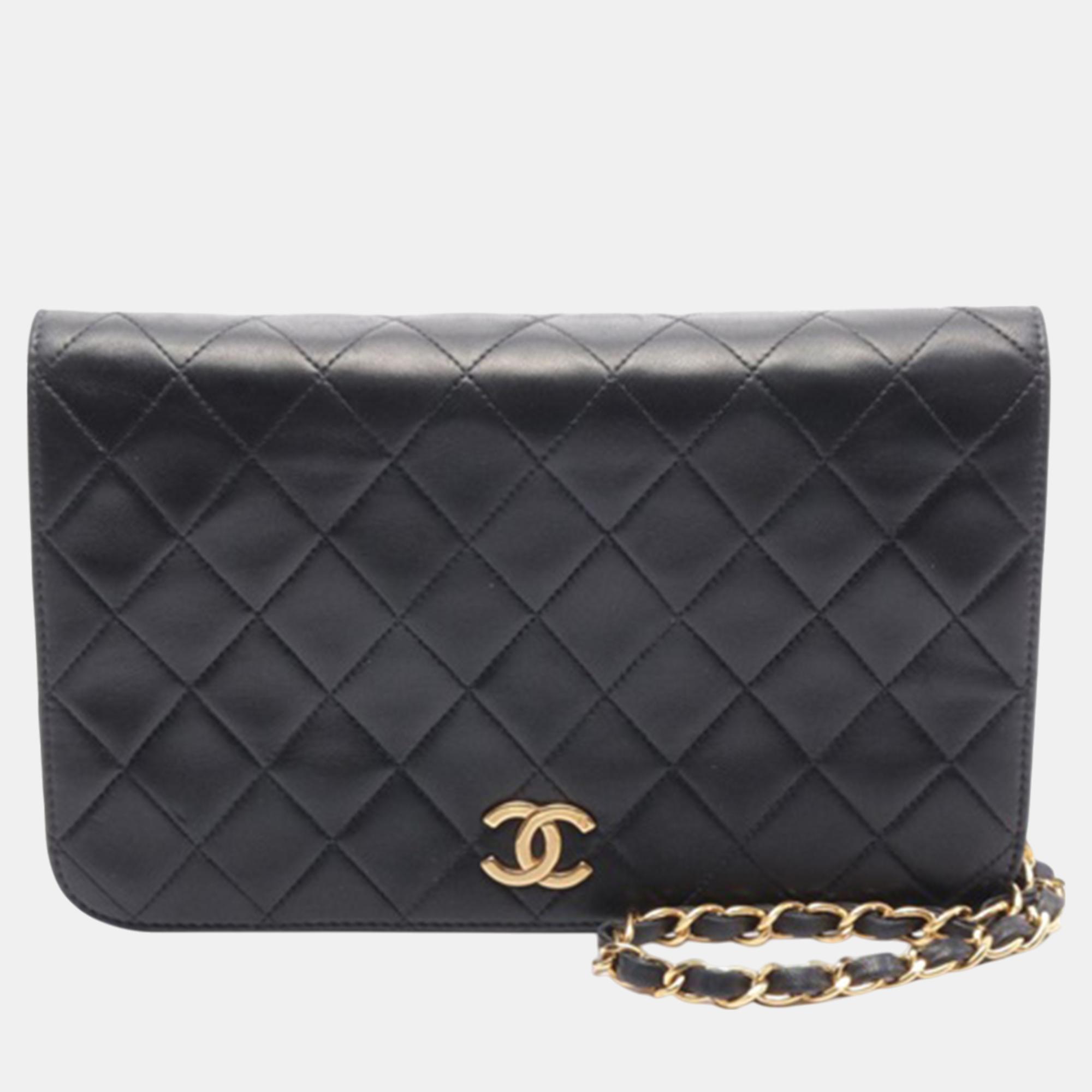 

Chanel Black Quilted Lambskin CC Full Single Flap