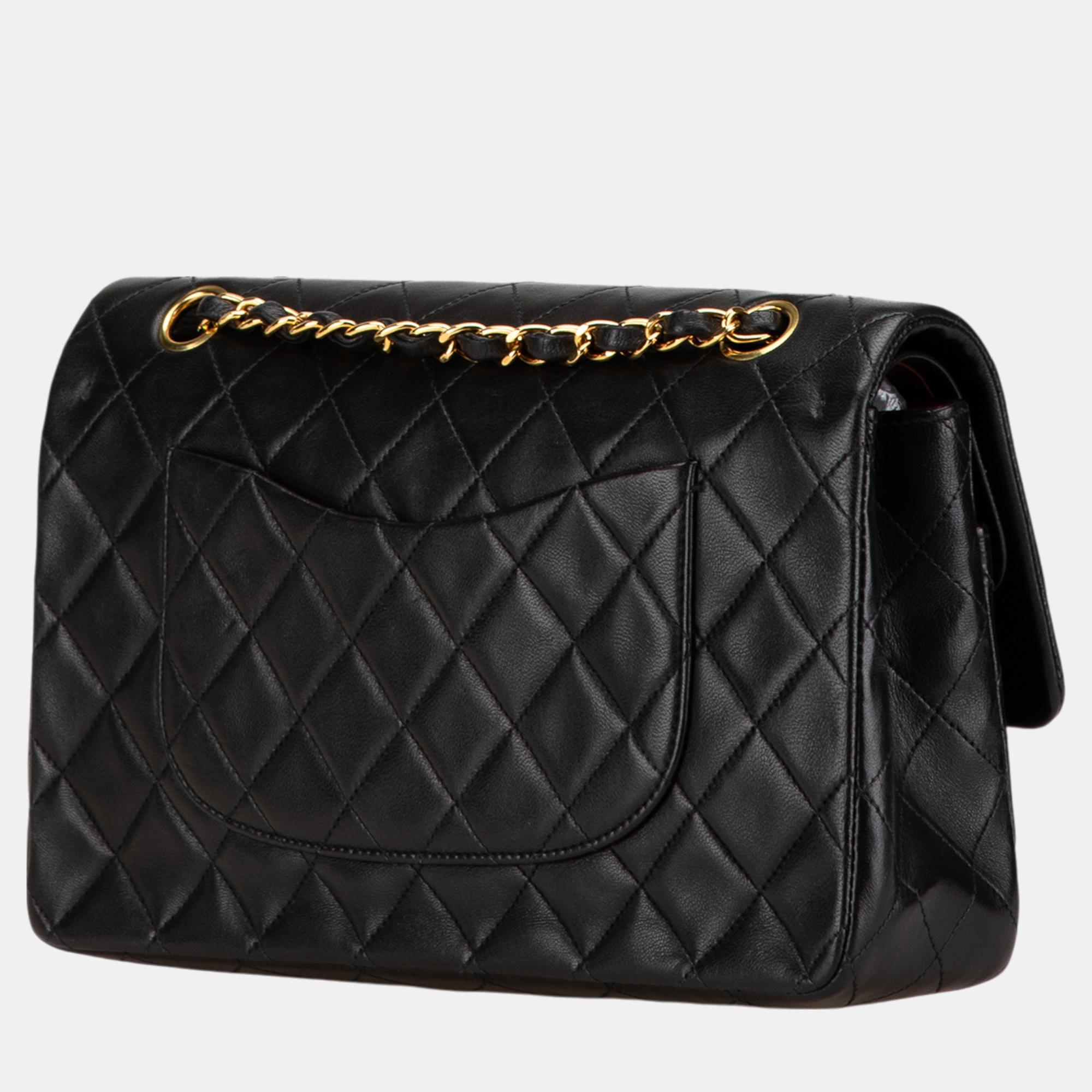 Chanel Black Medium Classic Lambskin Double Flap 