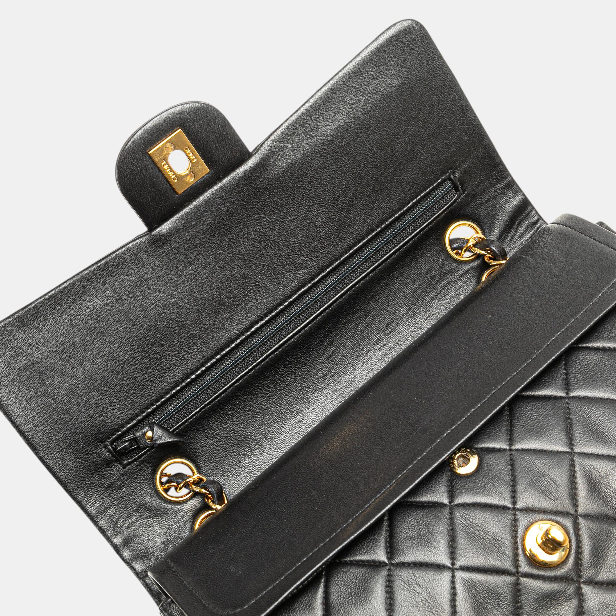 Chanel Black Medium Classic Lambskin Double Flap 