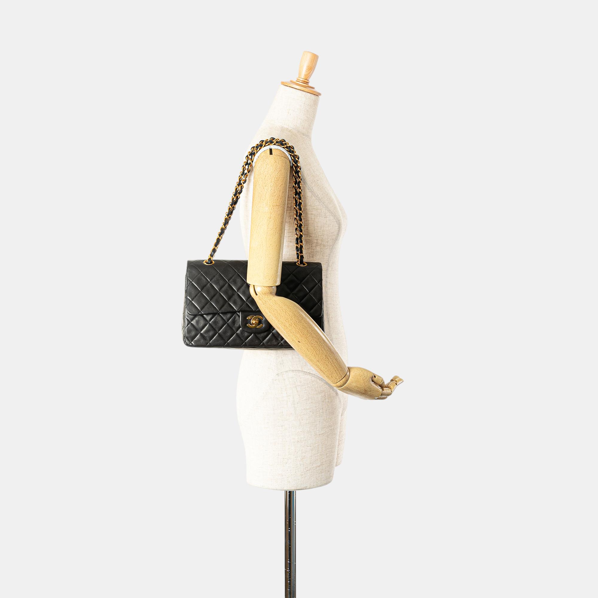 Chanel Black Medium Classic Lambskin Double Flap 