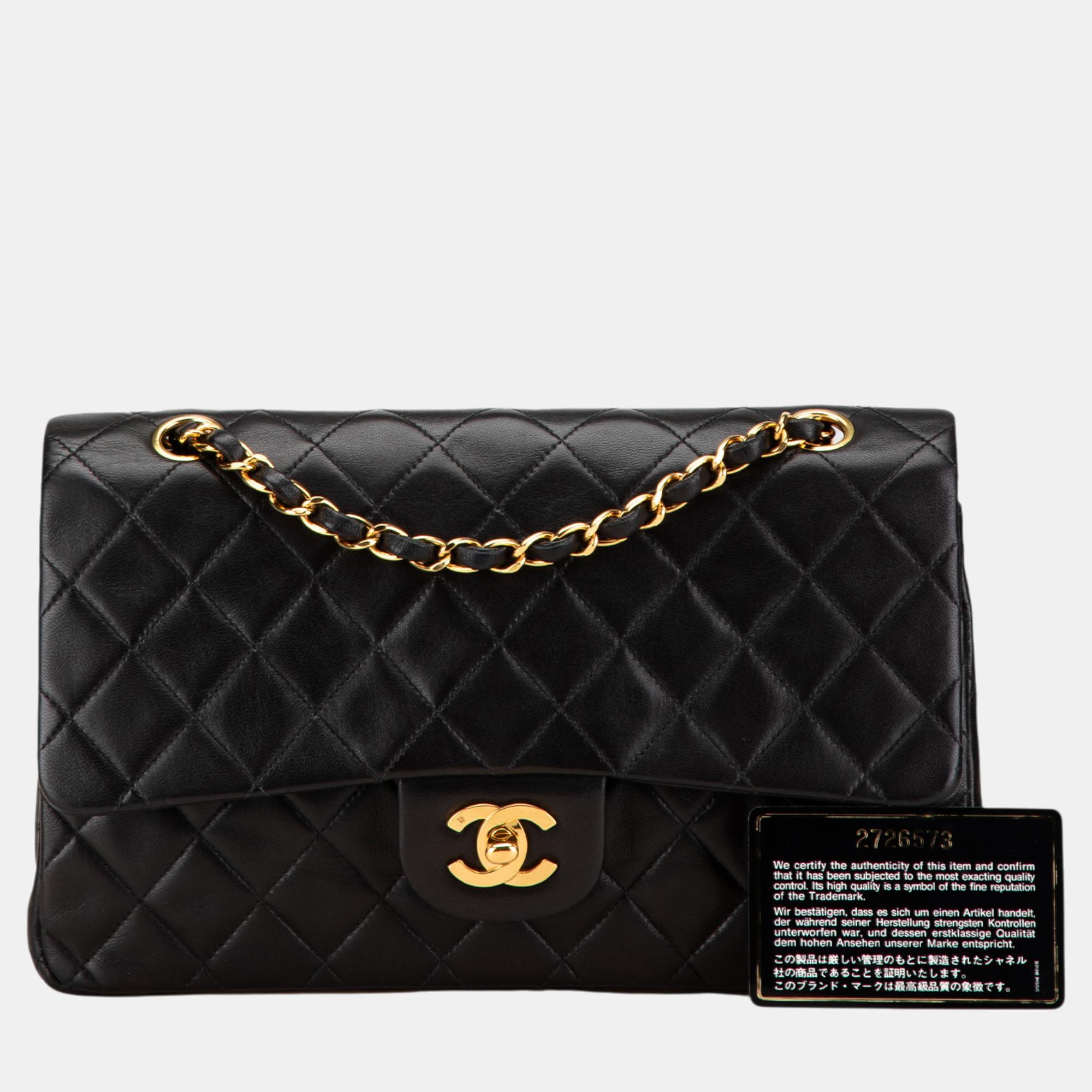 Chanel Black Medium Classic Lambskin Double Flap 