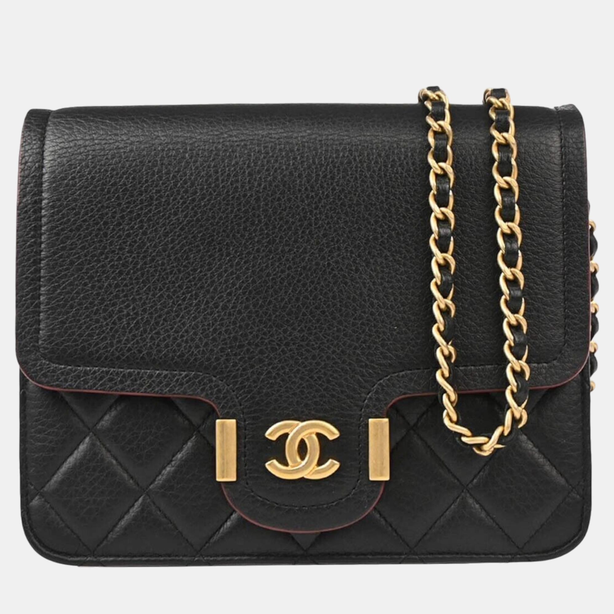 

Chanel Black Leather Chain Shoulder Bag
