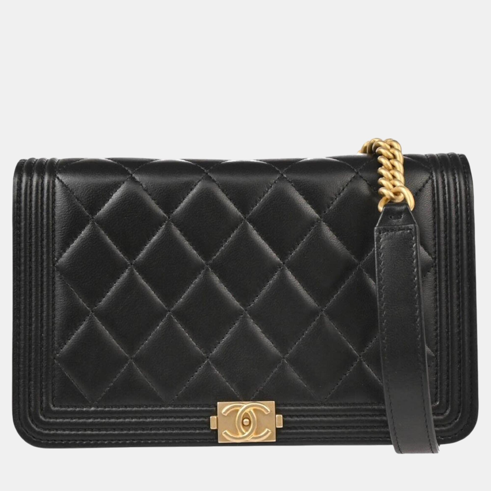 

Chanel Boy Black Lambskin WOC Shoulder Bag