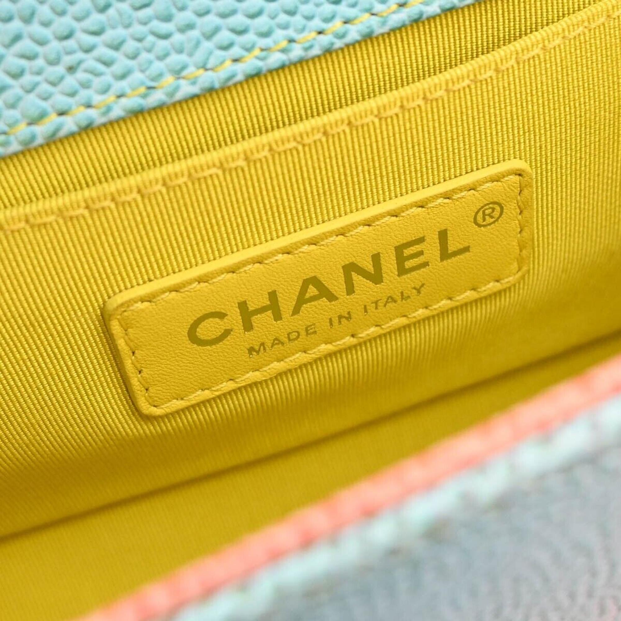 Chanel Boy Chanel Pink Blue Calfskin Small Chain Shoulder Bag 