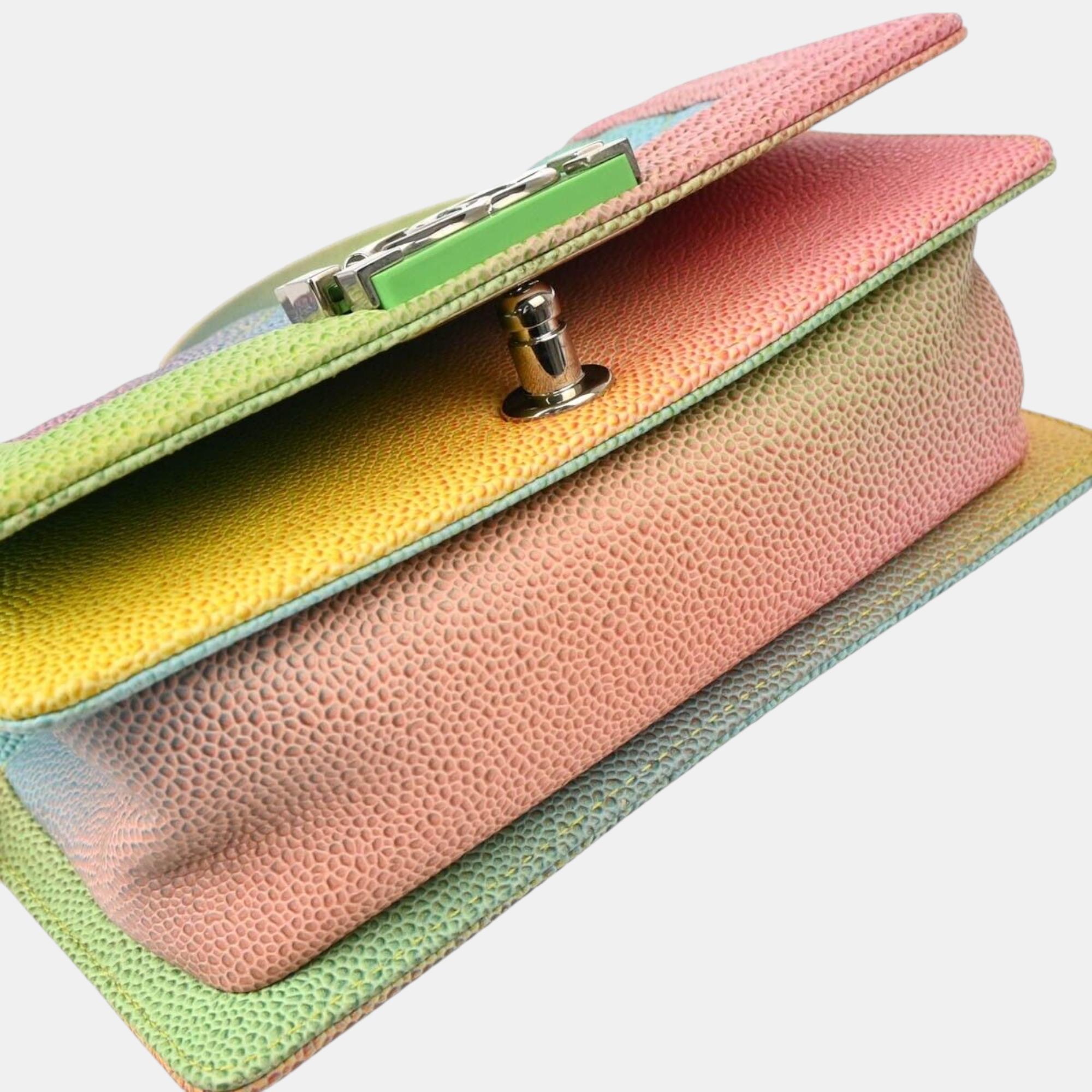 Chanel Boy Chanel Pink Blue Calfskin Small Chain Shoulder Bag 