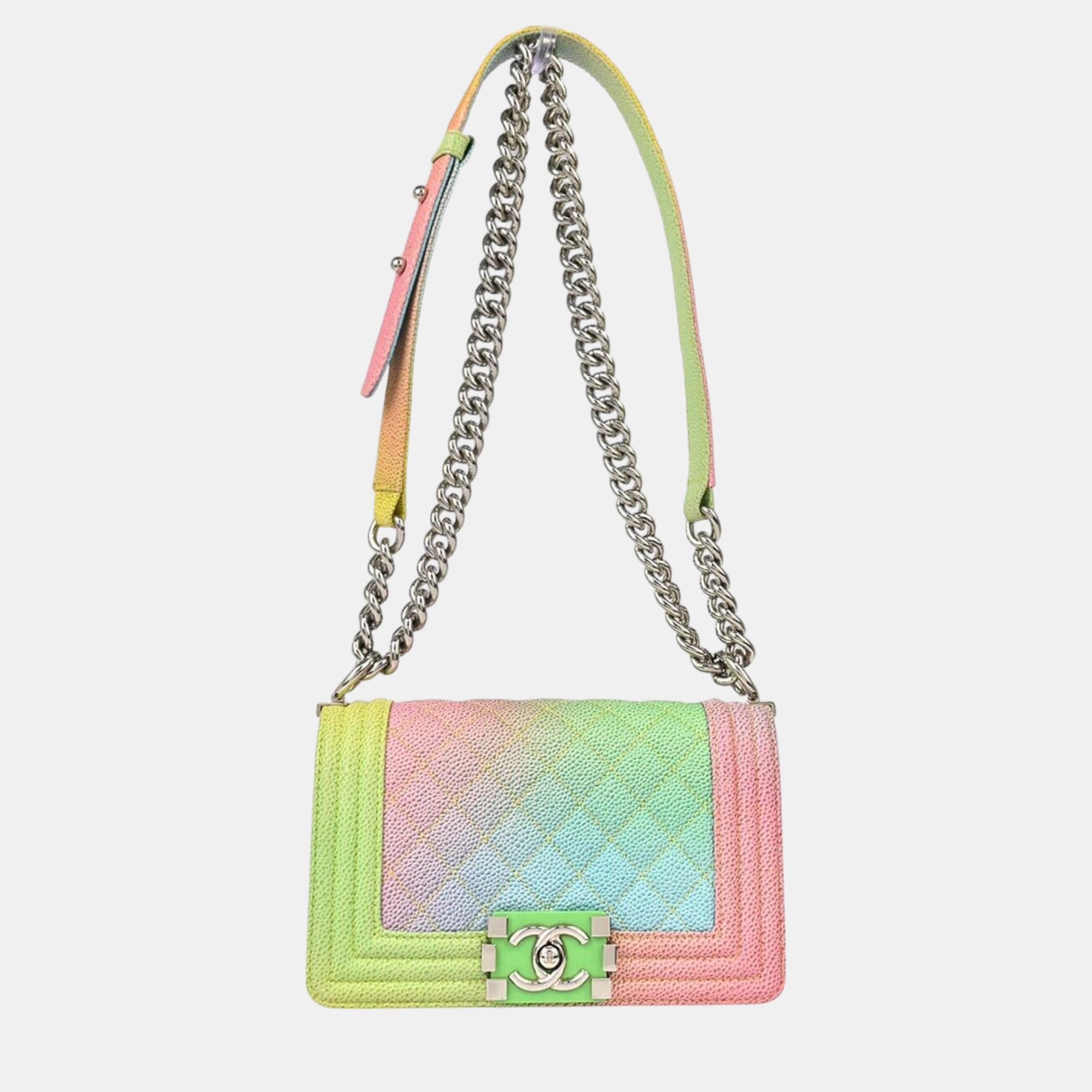 

Chanel Boy Chanel Pink Blue Calfskin Small Chain Shoulder Bag, Multicolor