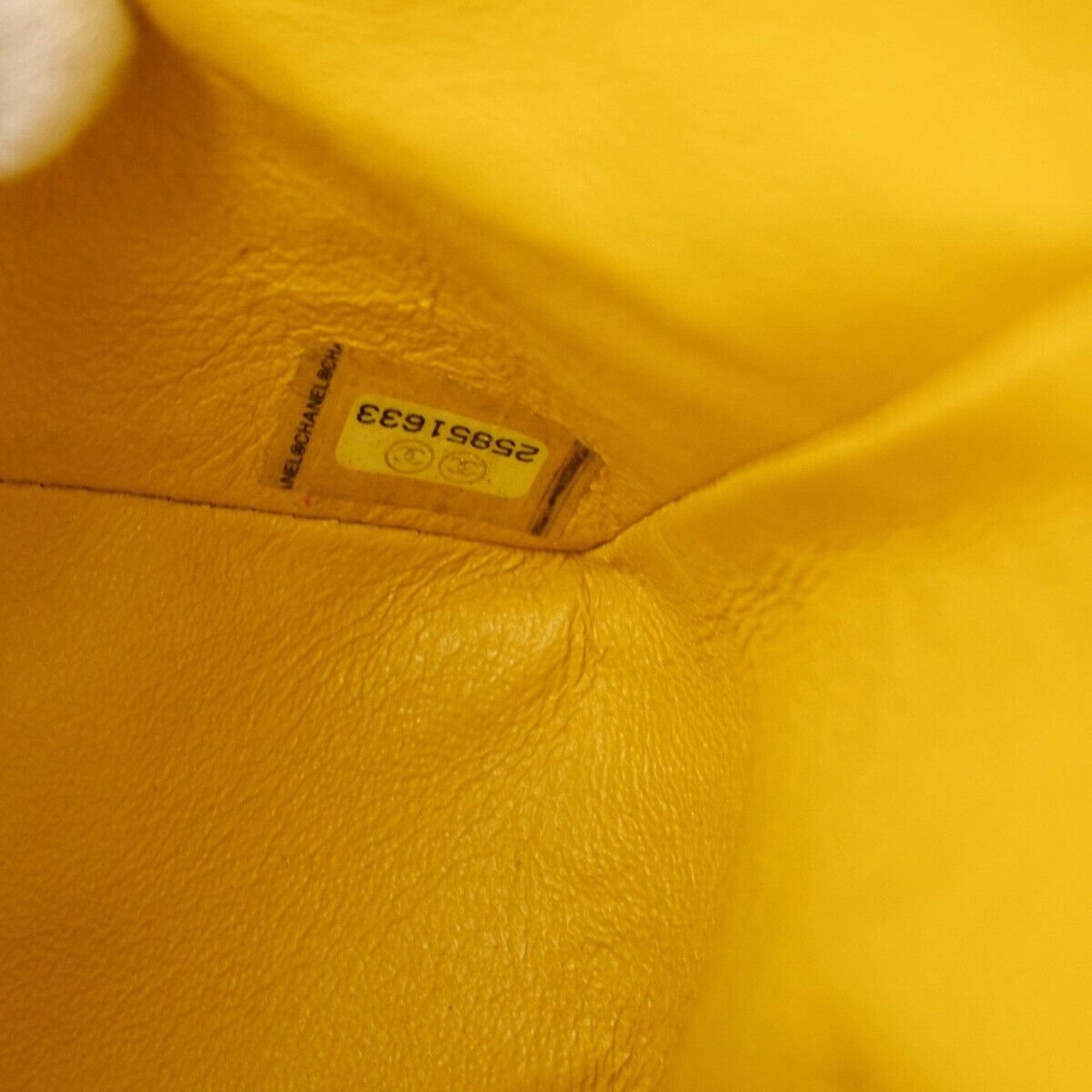 Chanel Yellow Lambskin Small Classic Double Flap Shoulder Bag 