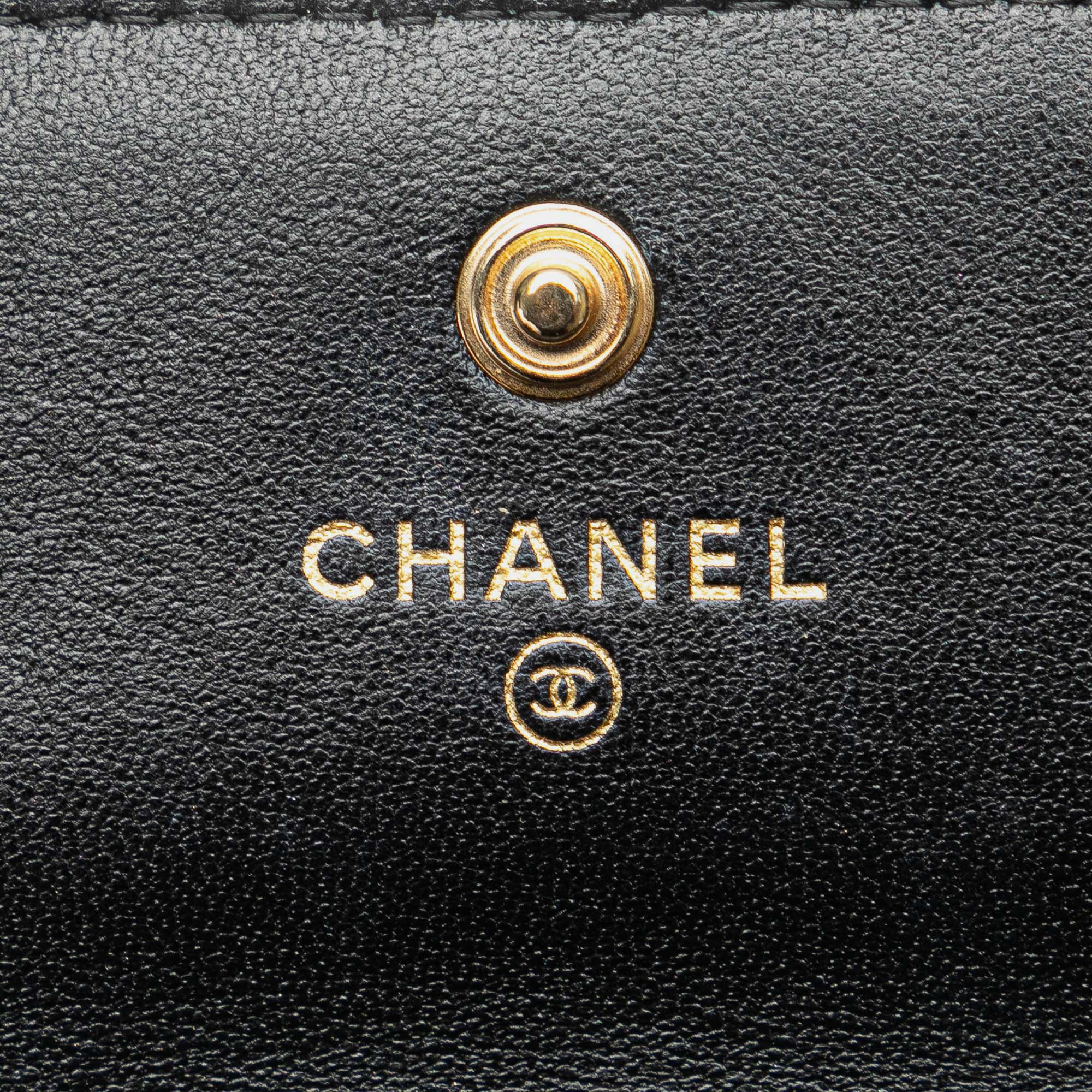 Chanel Black Quilted Lambskin Pearl Crown Clutch On Chain 