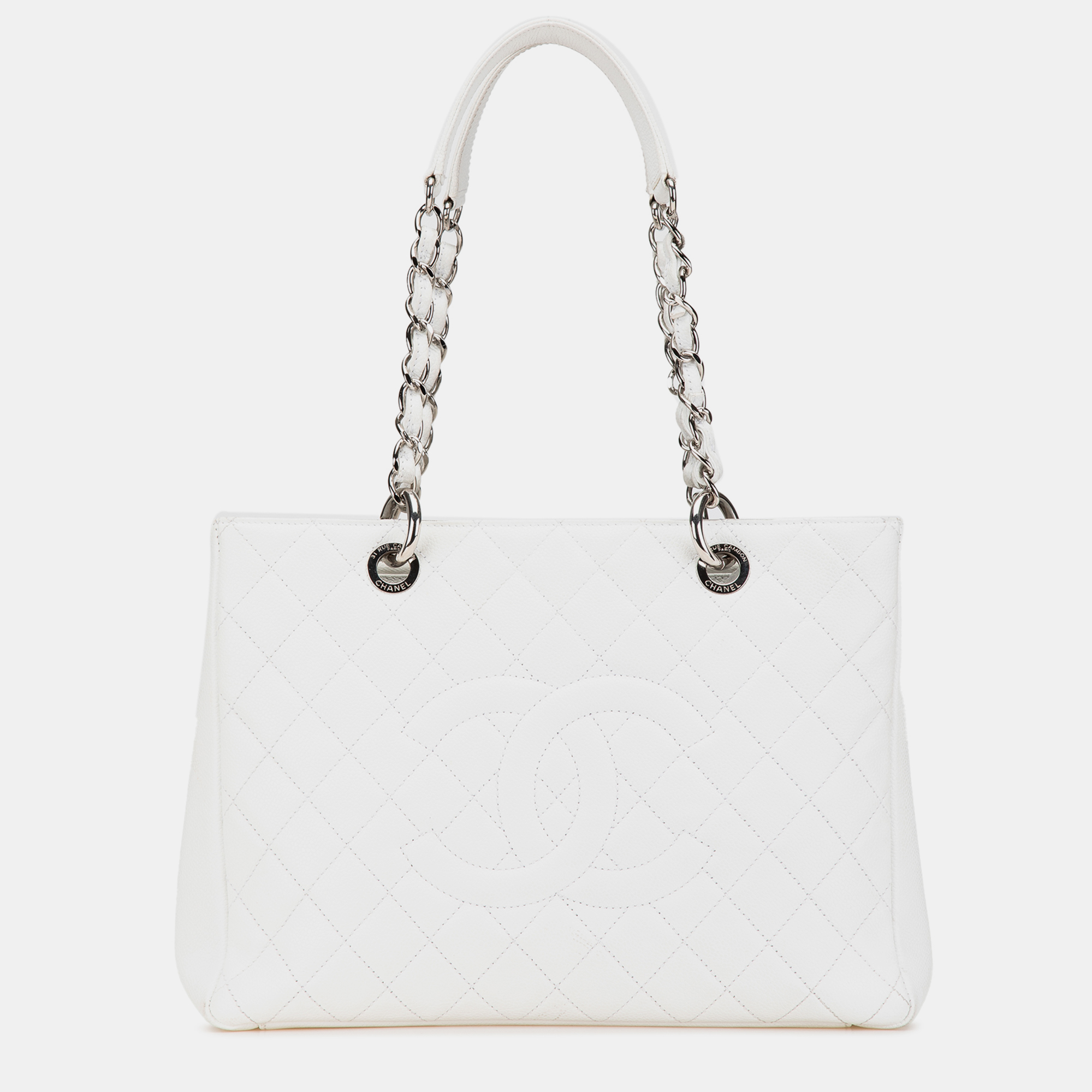 

Chanel White Caviar Grand Shopping Tote Bag