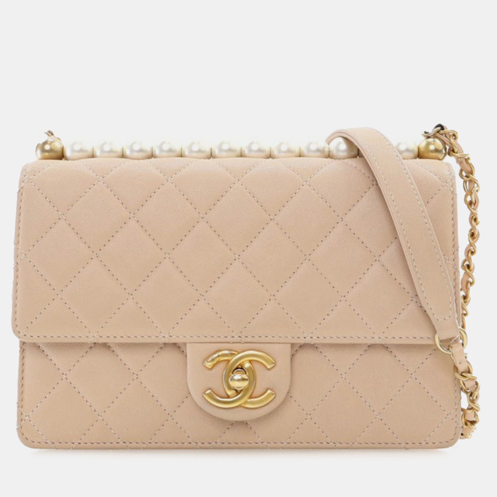 

Chanel Pink Medium Quilted Goatskin Chic Pearls Flap Bag