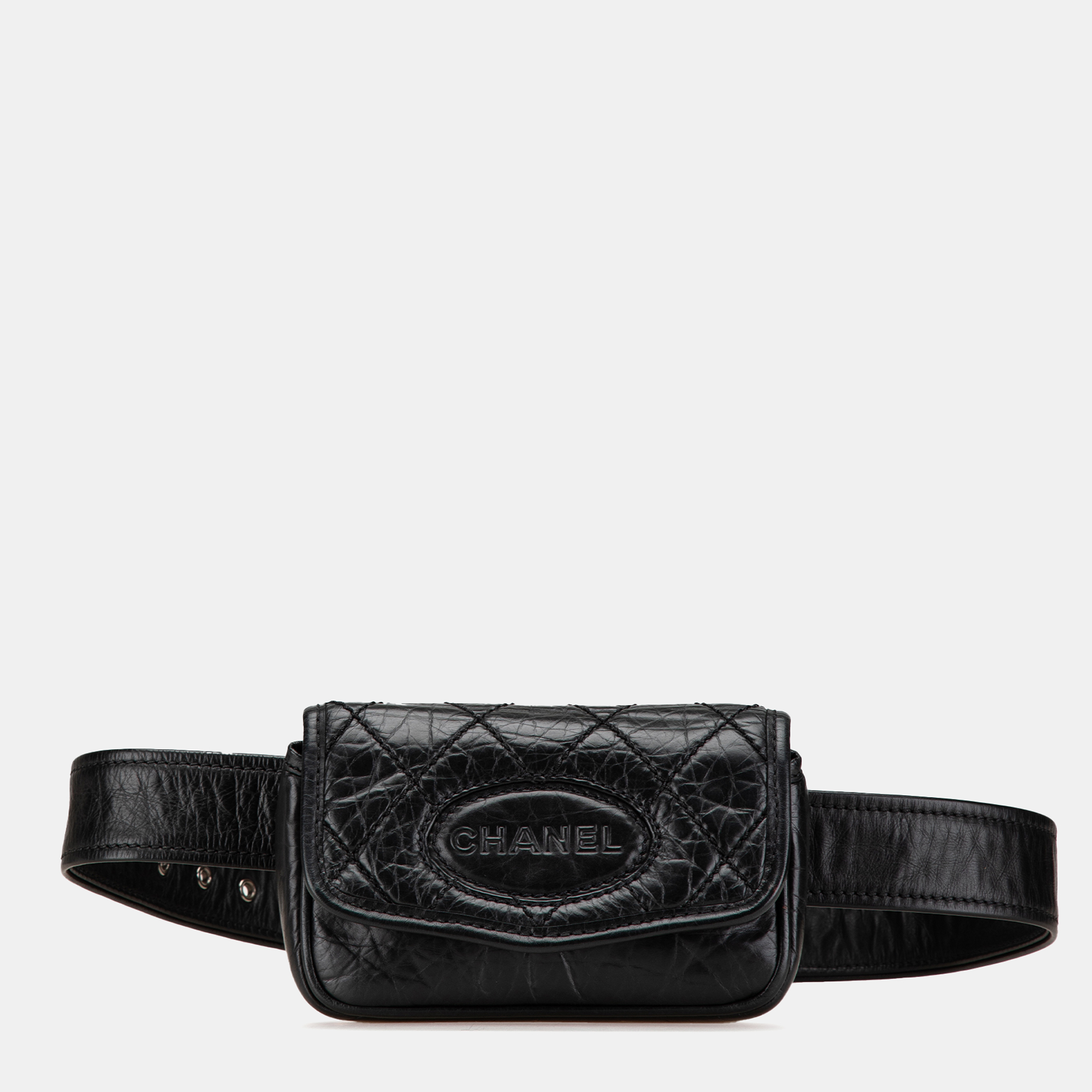 

Chanel Black CC Aged Calfskin Logo Flap Belt Bag