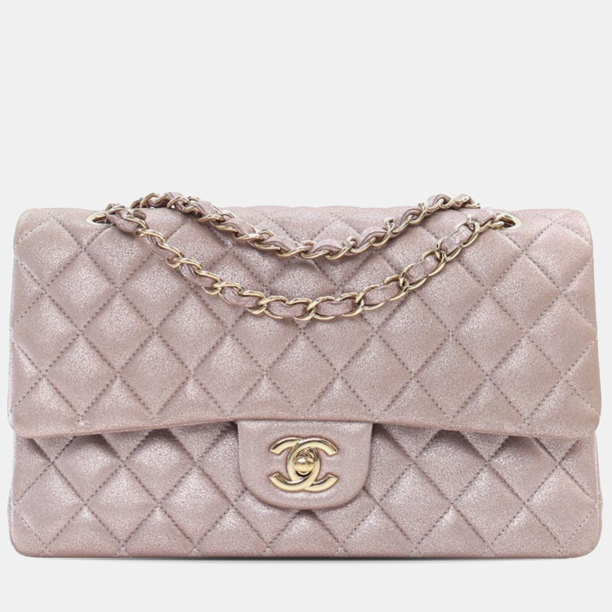 

Chanel Pink Medium Classic Iridescent Calfskin Double Flap