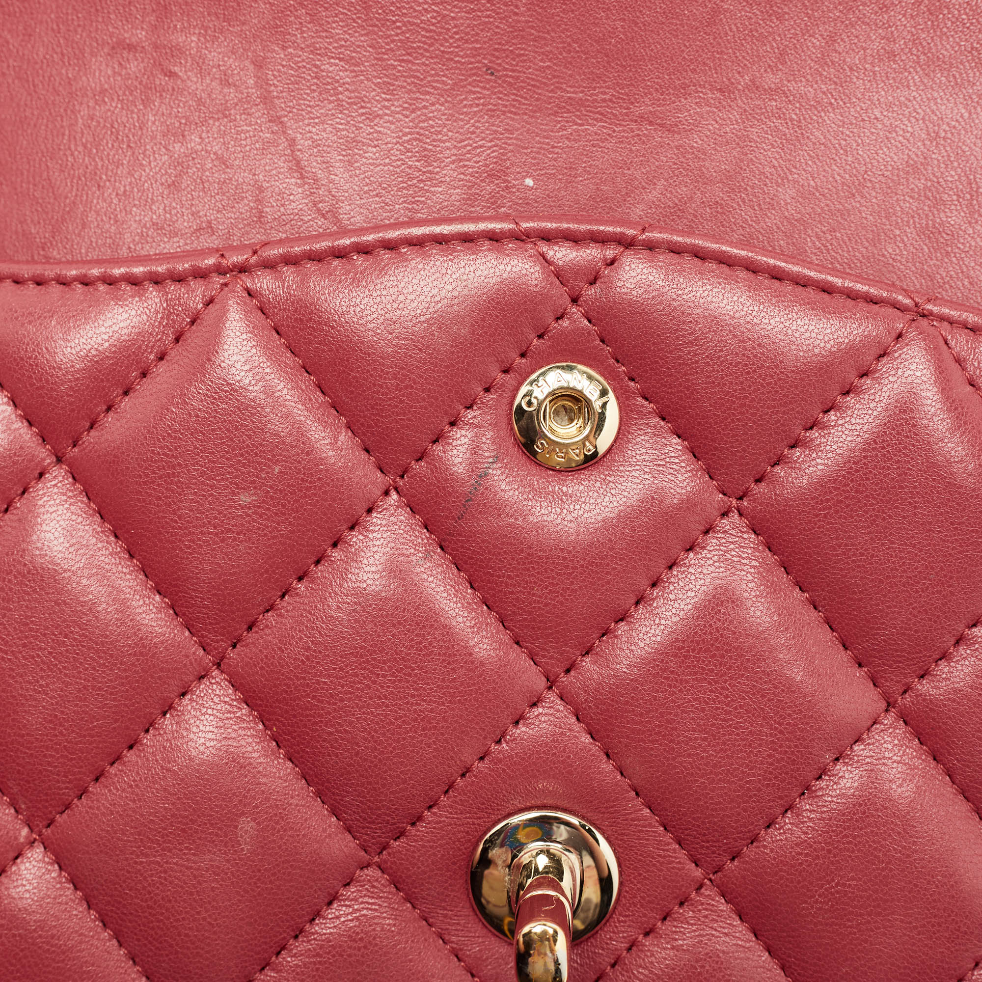 Chanel Red Quilted Lambskin Leather Jumbo Classic Double Flap Bag 