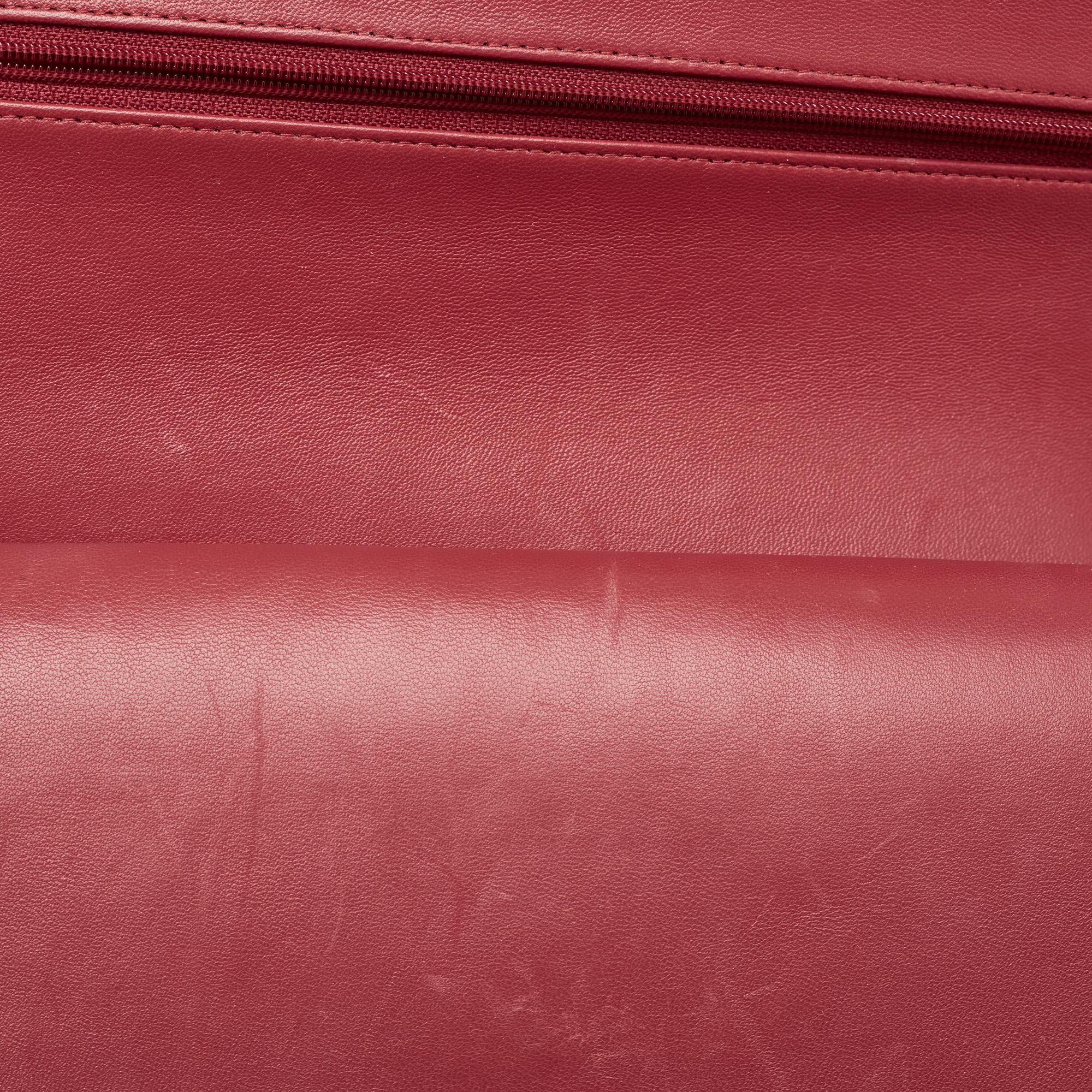 Chanel Red Quilted Lambskin Leather Jumbo Classic Double Flap Bag 