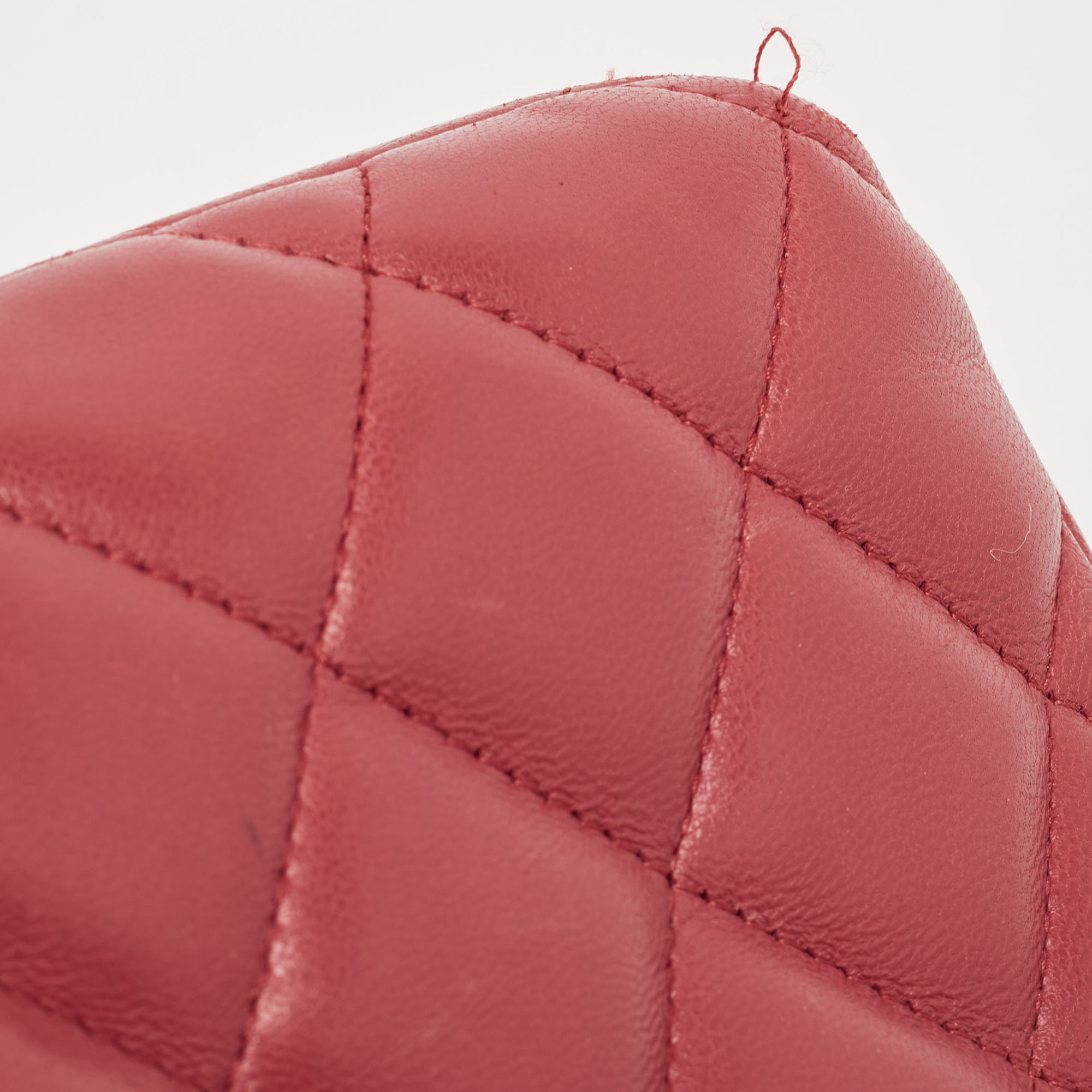 Chanel Red Quilted Lambskin Leather Jumbo Classic Double Flap Bag 