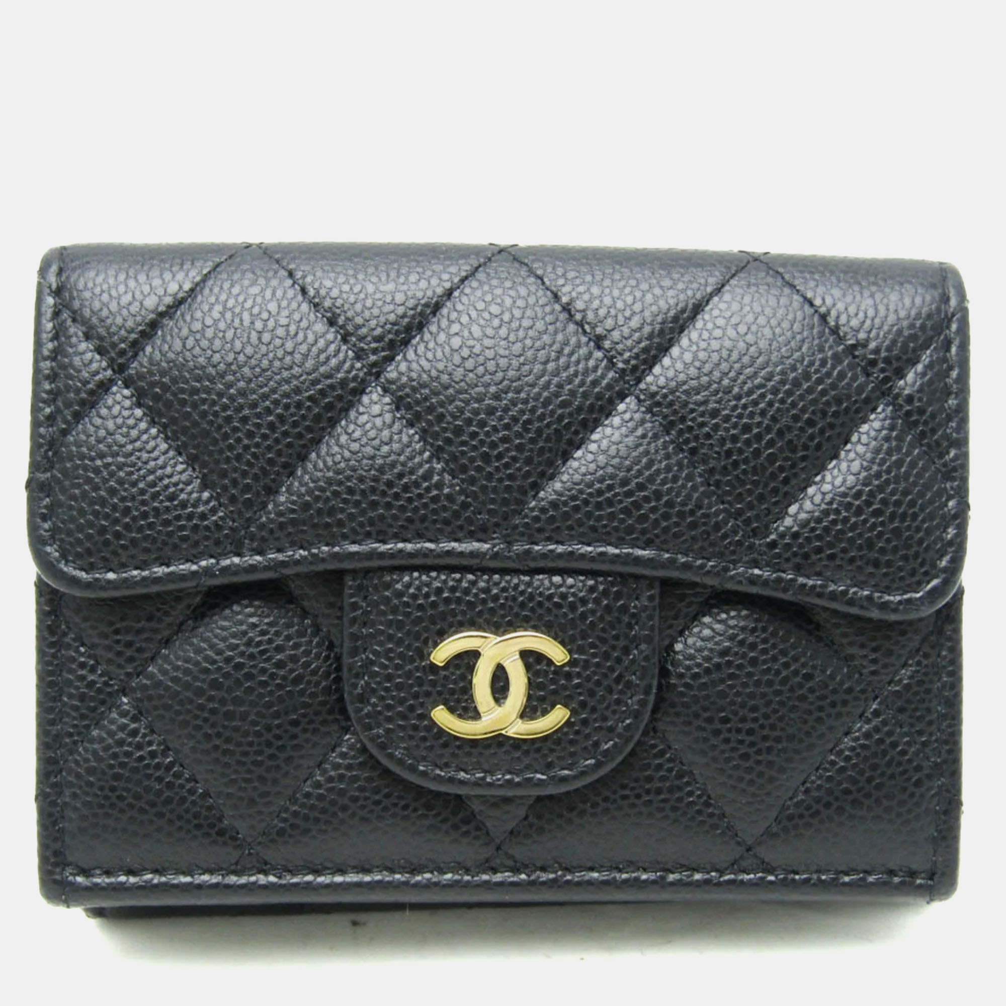 

Chanel Black Caviar Leather Tri-Fold Wallet