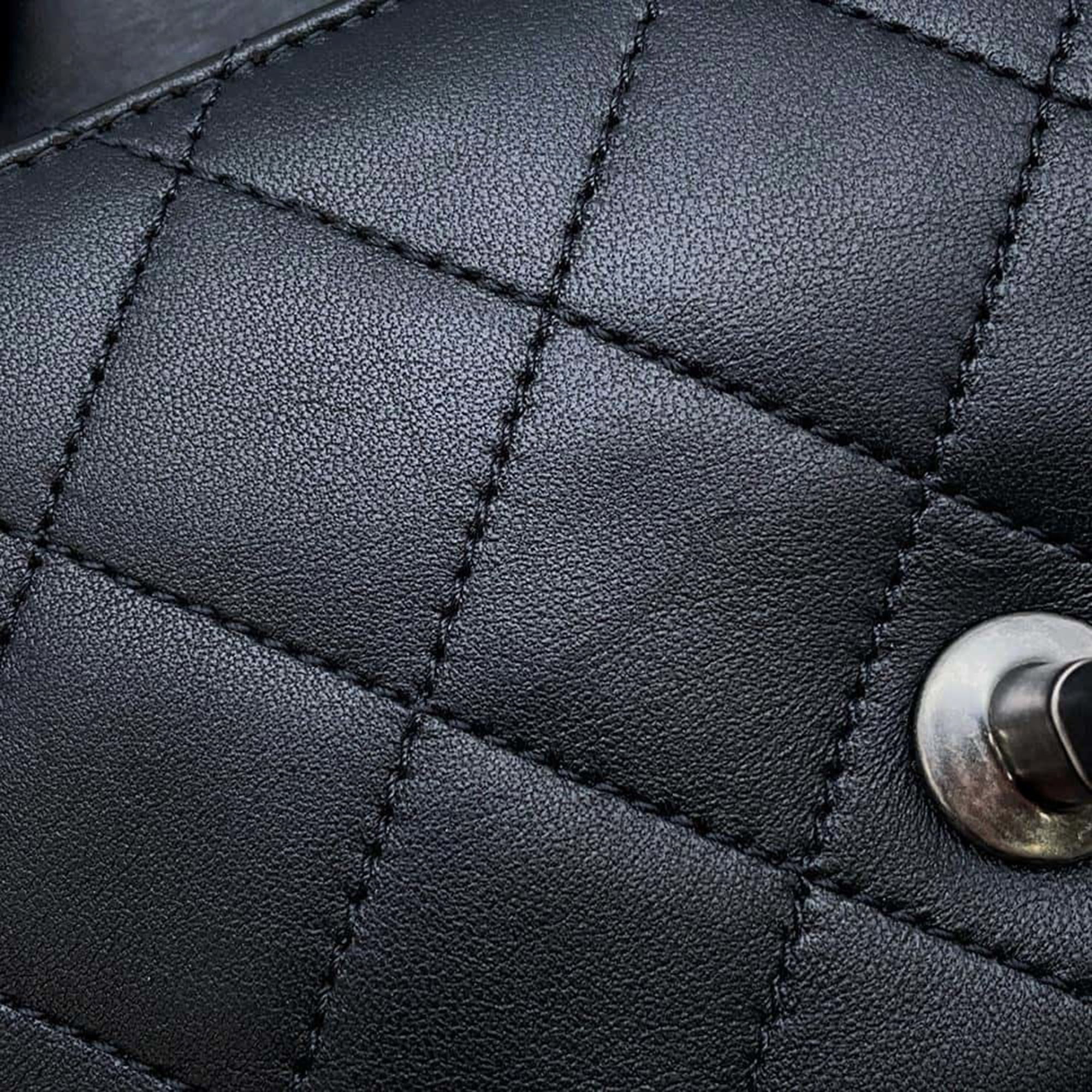 Chanel Black Lambskin Charm Single Flap Mini Chain Shoulder   Bag 