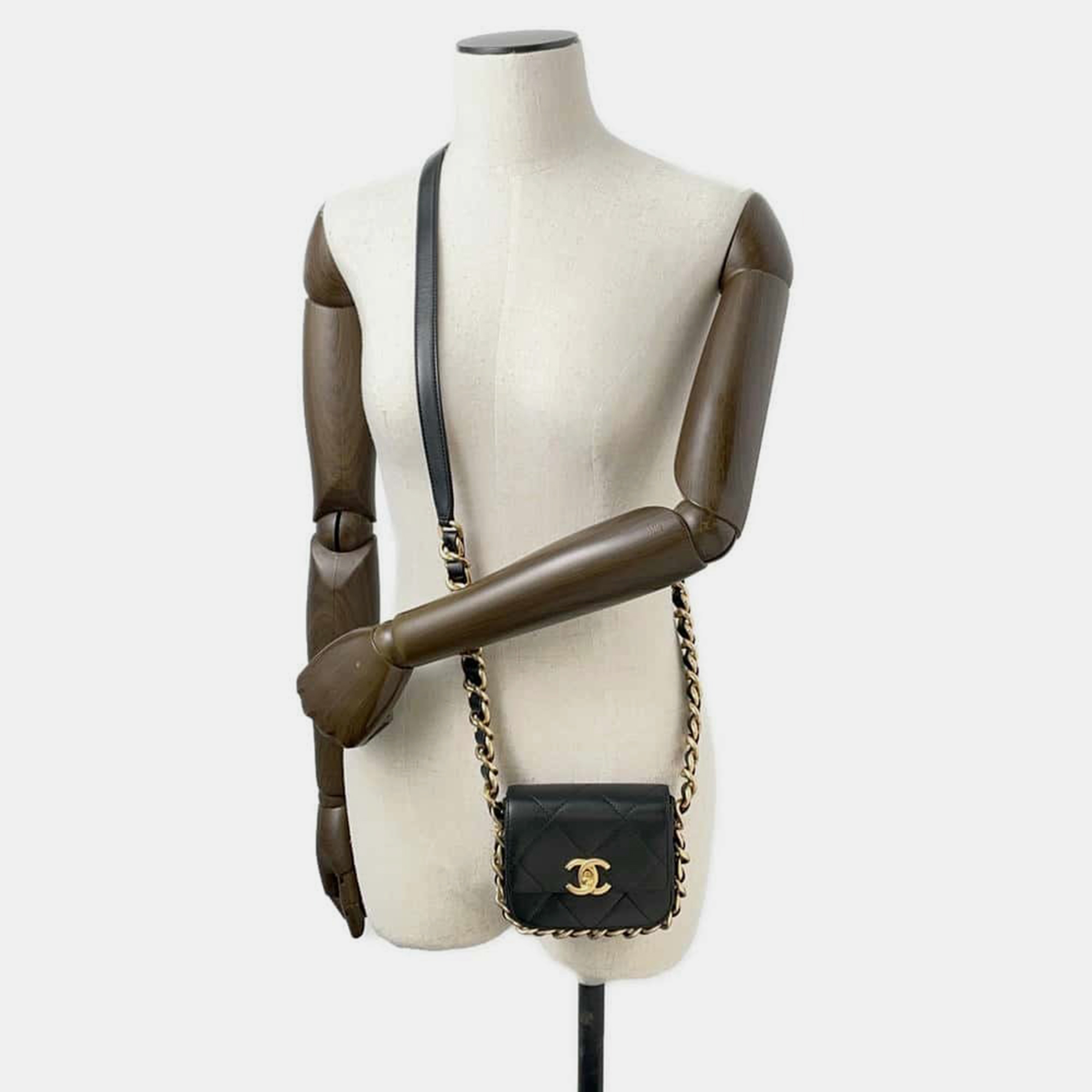 Chanel Black Calf Leather Mini Flap Shoulder   Bag 
