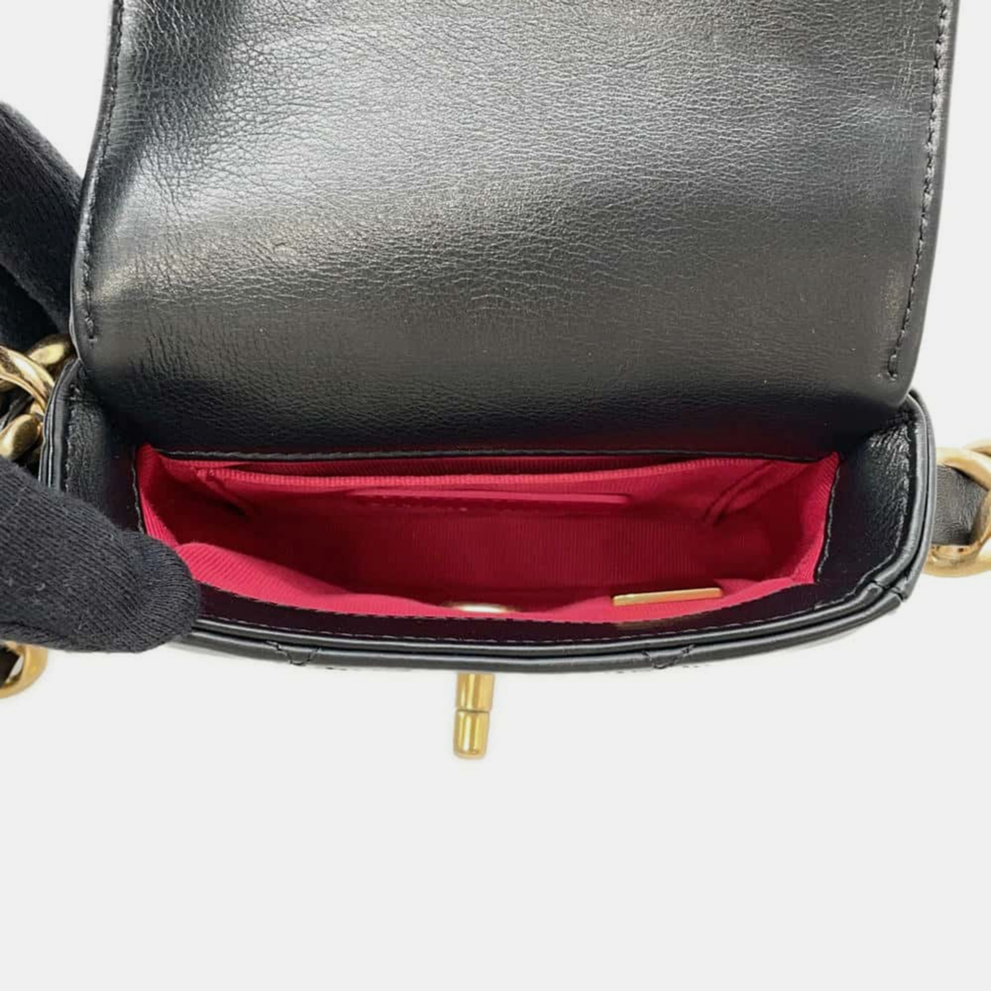 Chanel Black Calf Leather Mini Flap Shoulder   Bag 