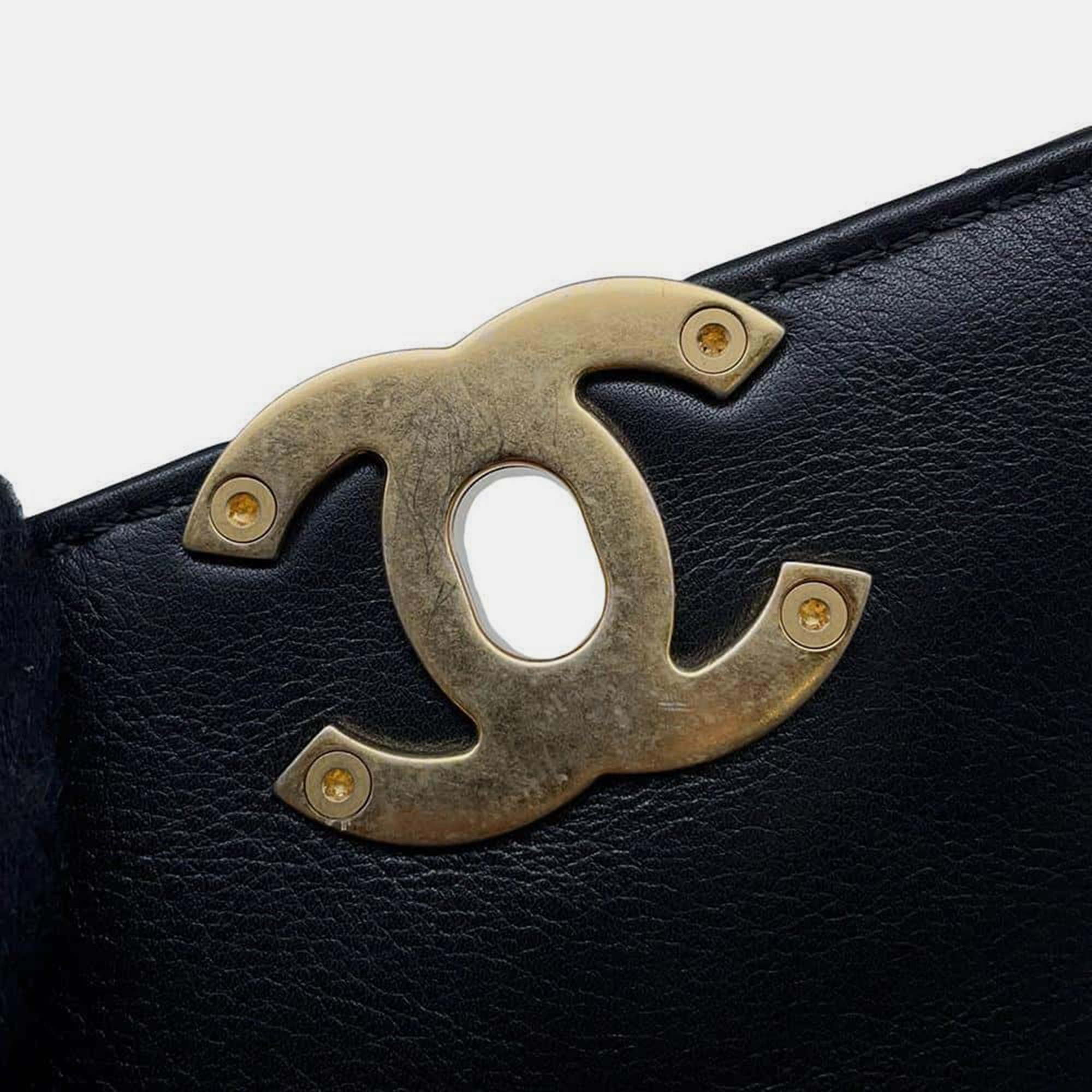 Chanel Black Calf Leather Mini Flap Shoulder   Bag 
