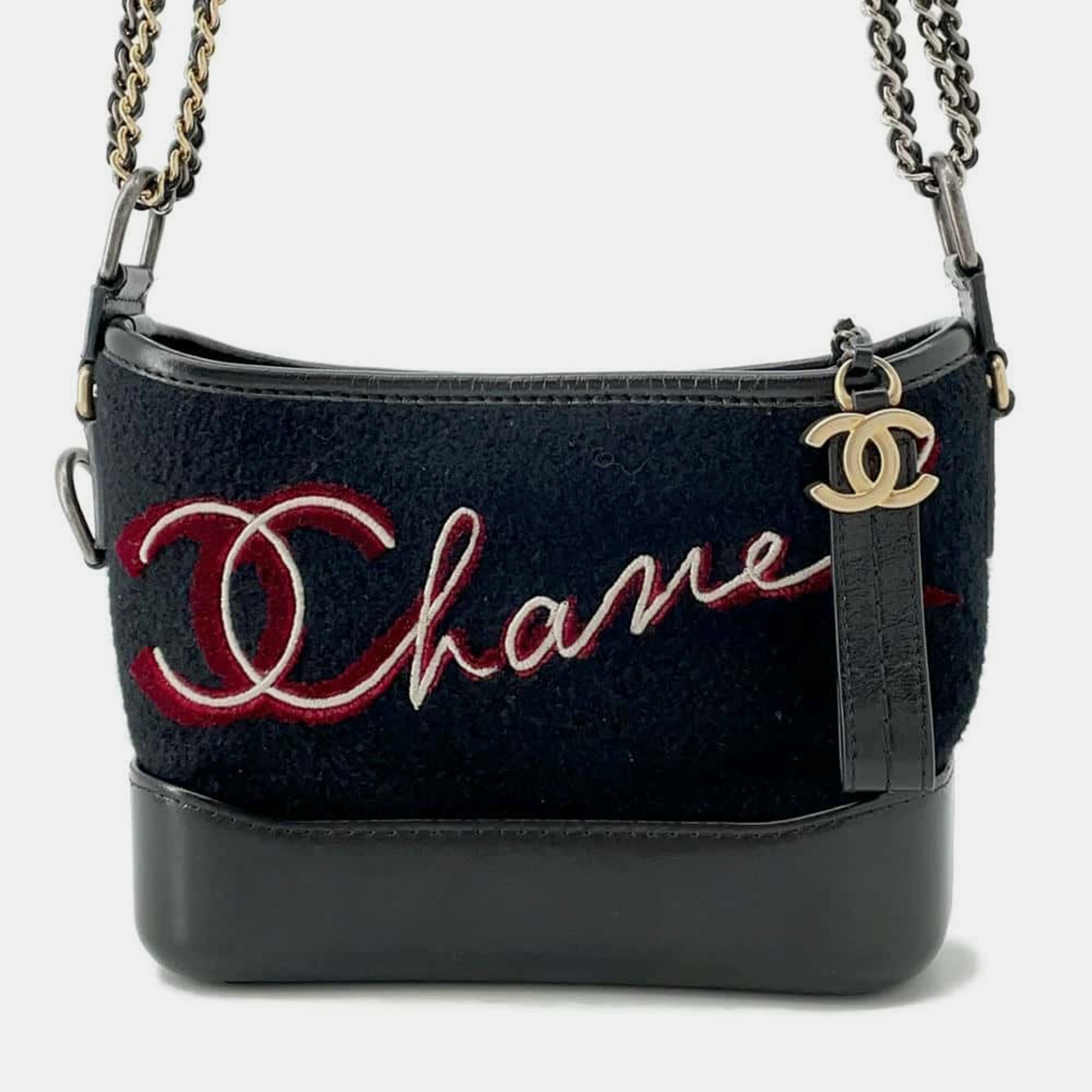 

Chanel Black Felt Leather Small Gabrielle De Chanel Hobo Bag