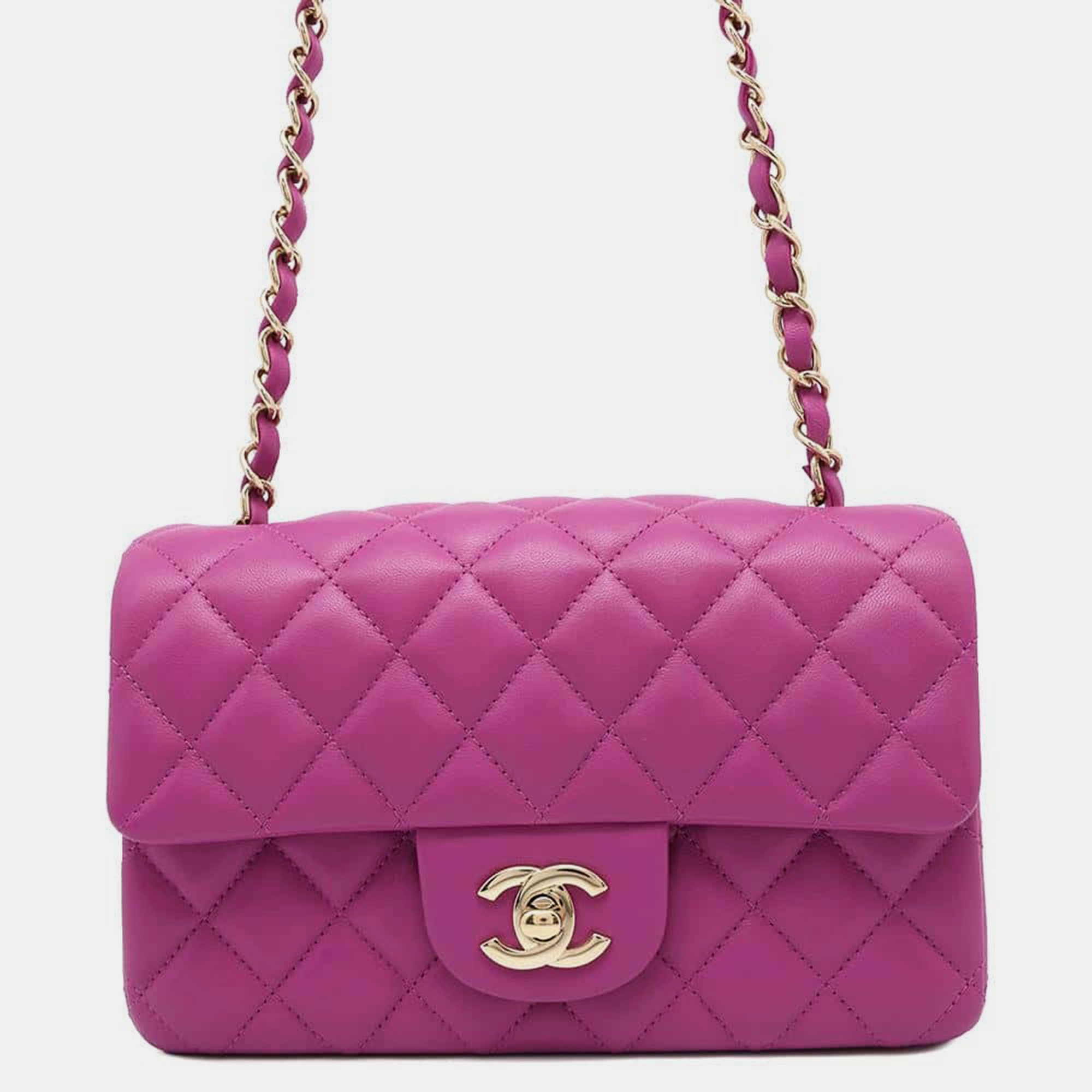 

Chanel Mini Matelasse Chain Purple Lambskin Size