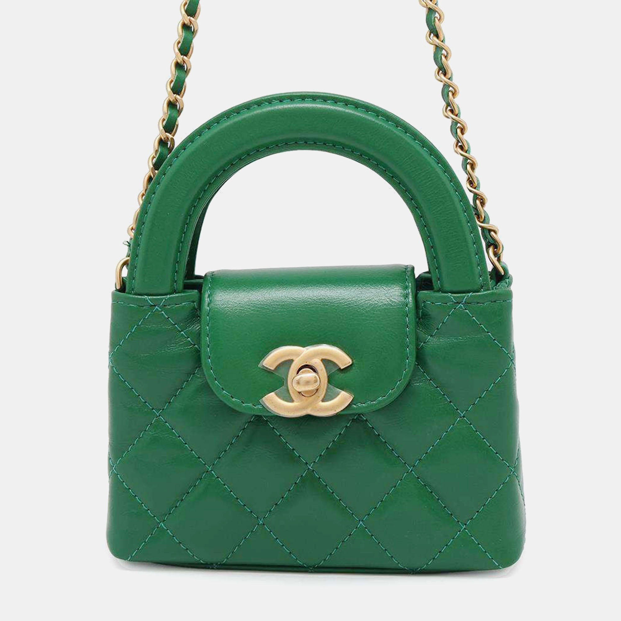 

Chanel Green Aged Calf Leather Mini Kelly Clutch Bag