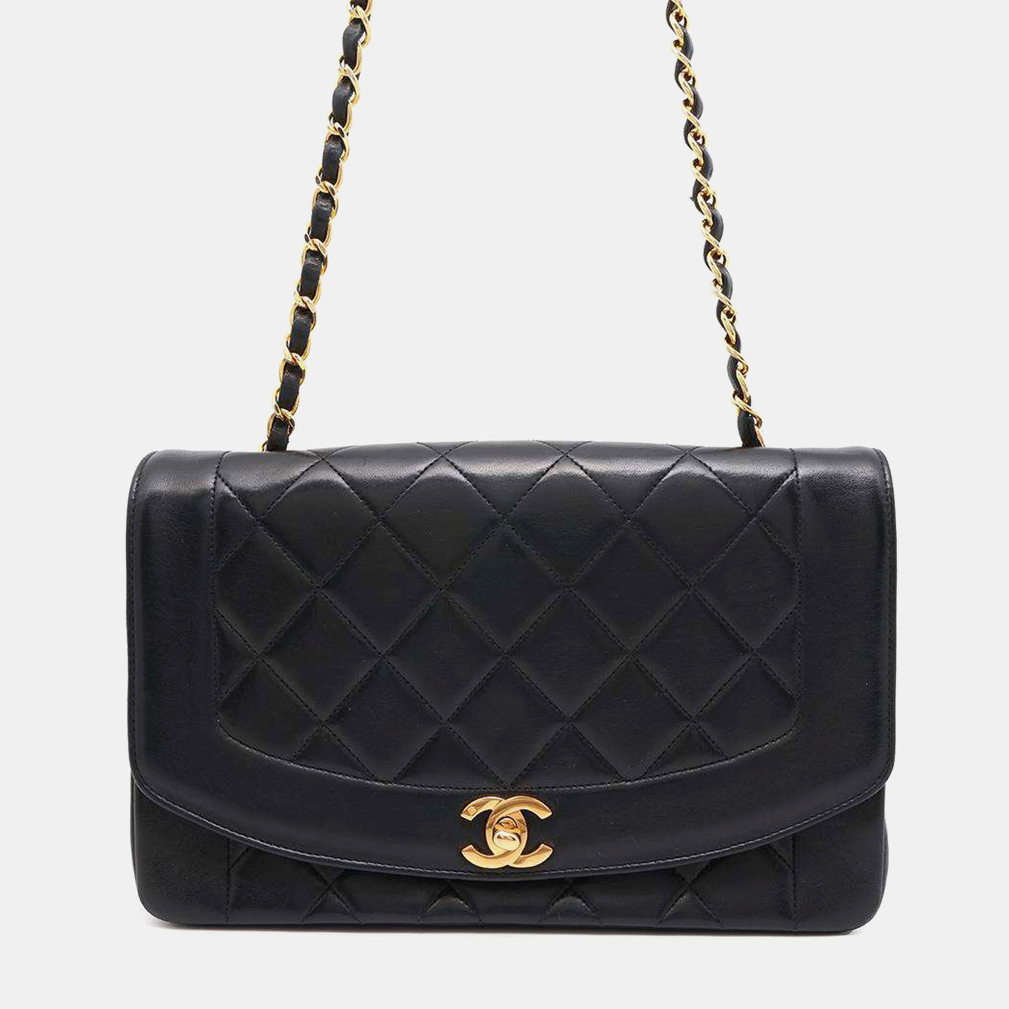 

Chanel Black Lambskin Quilted Diana Chain Shoulder Bag