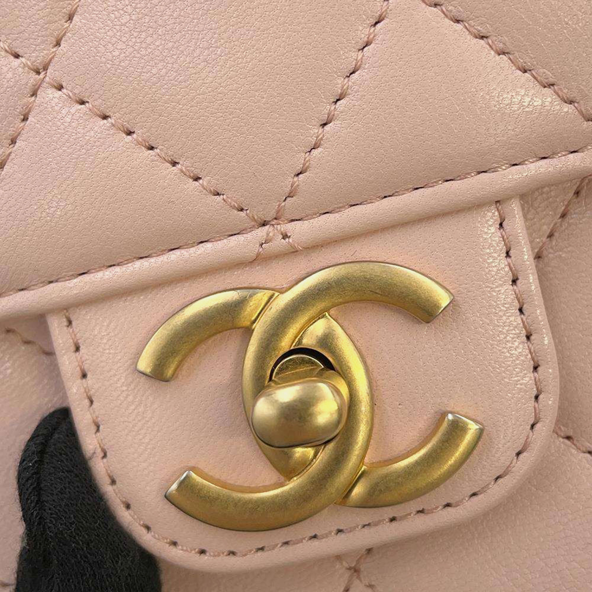 Chanel Pink Calf Leather Mini Matelasse Chain Shoulder Bag 