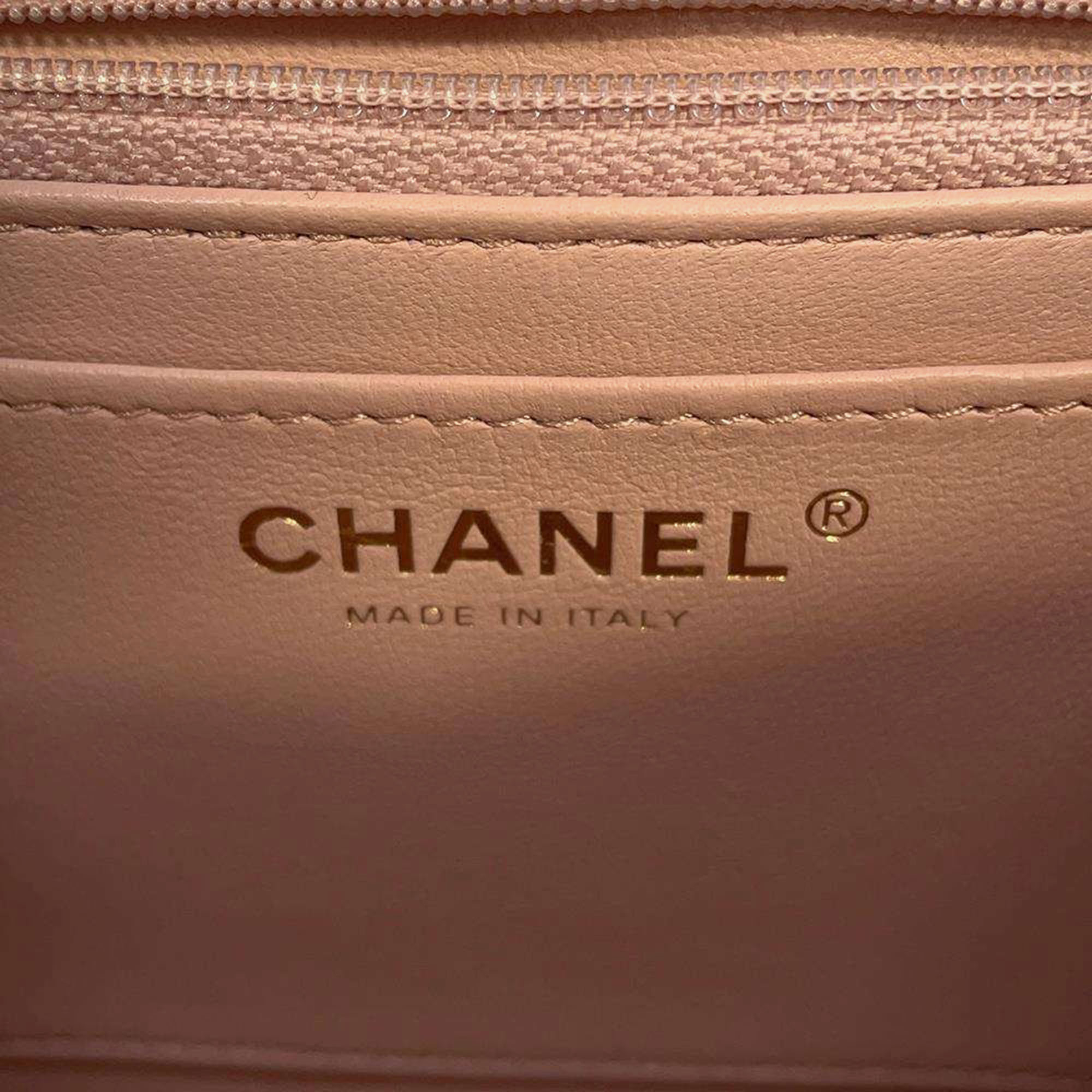 Chanel Pink Calf Leather Mini Matelasse Chain Shoulder Bag 